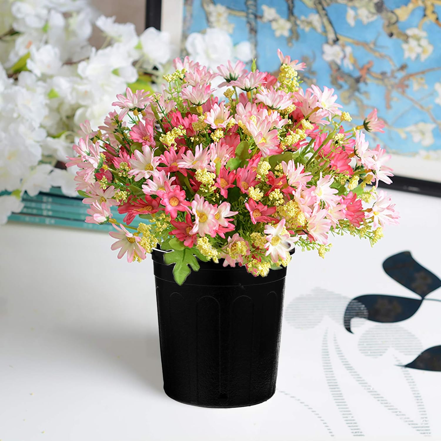 YARDWE 10pcs Flower Pot 1 Gallon Pots for Plants Plastic Nursery Pots with Drainage Hole Plant Container for Indoor Outdoor Plants Seedlings Succulents Vegetables Cuttings Black