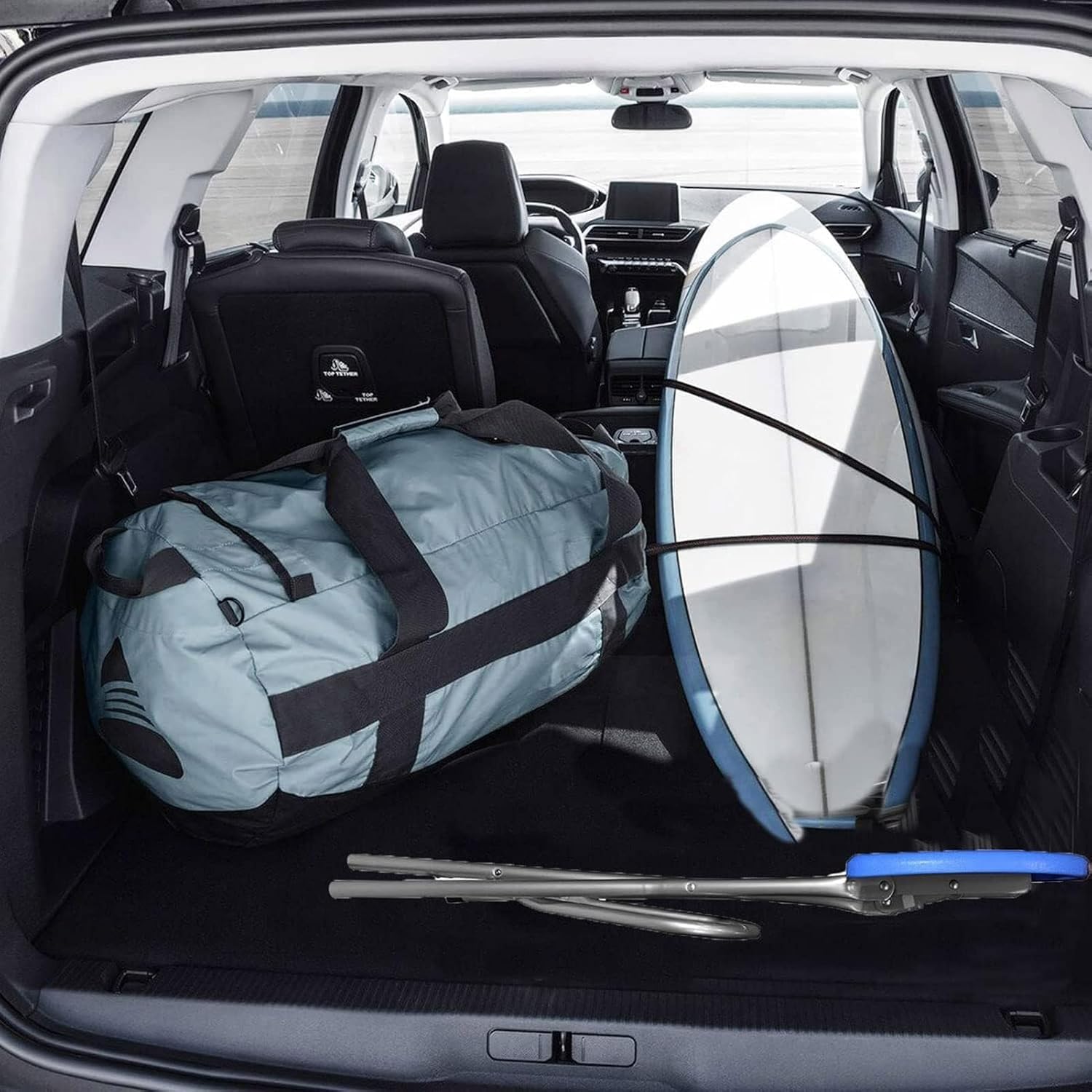 28 Inch High Folding Bar Stool, Outdoor Fishing Stools with Footrest and Handle, Portable Home Folding Stool Backless, Camping Stools with Non-Slip Feet, Breakfast Stool(Blue)