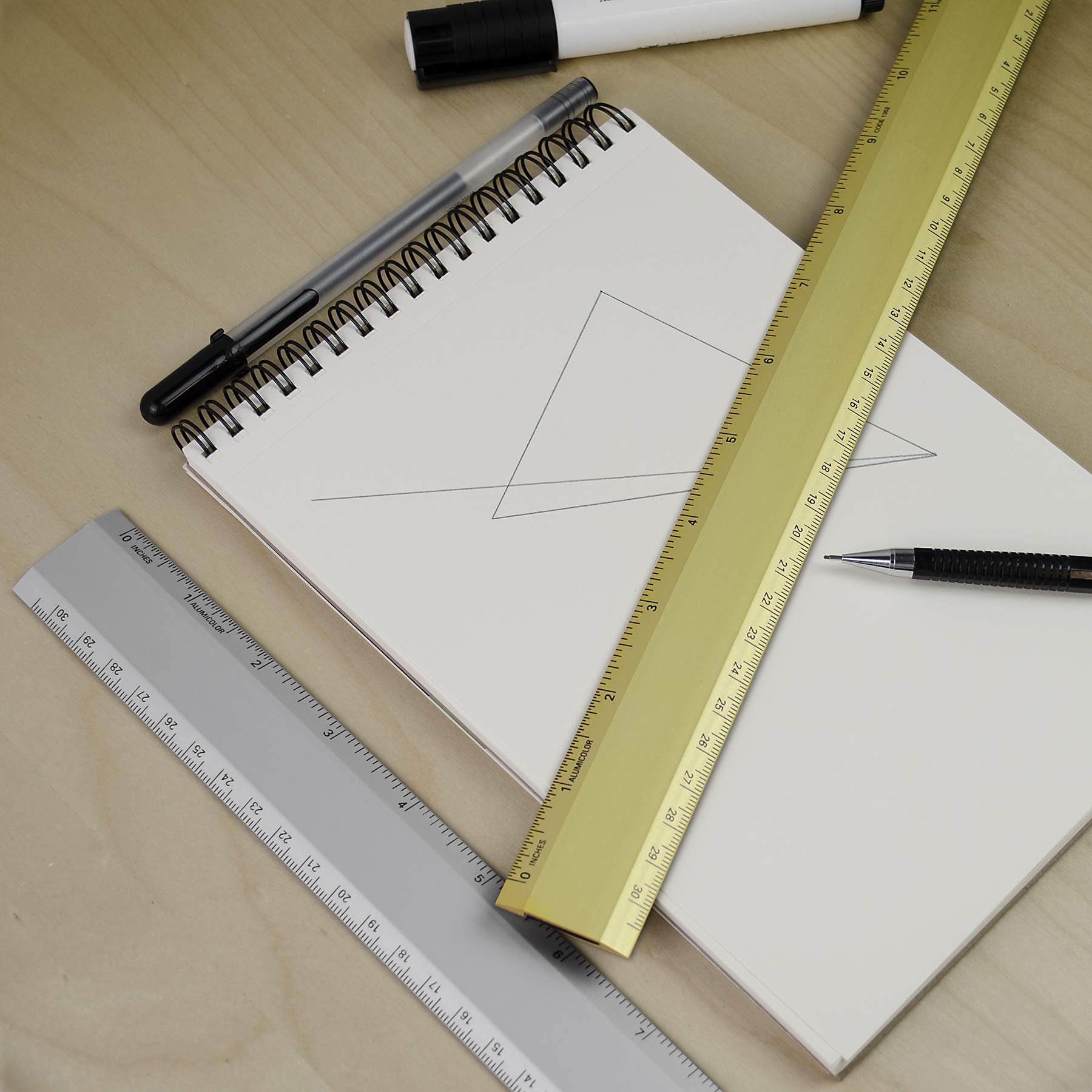 Alumicolor Aluminium-Schreibtisch-Lineal, 20,3 cm, Schwarz