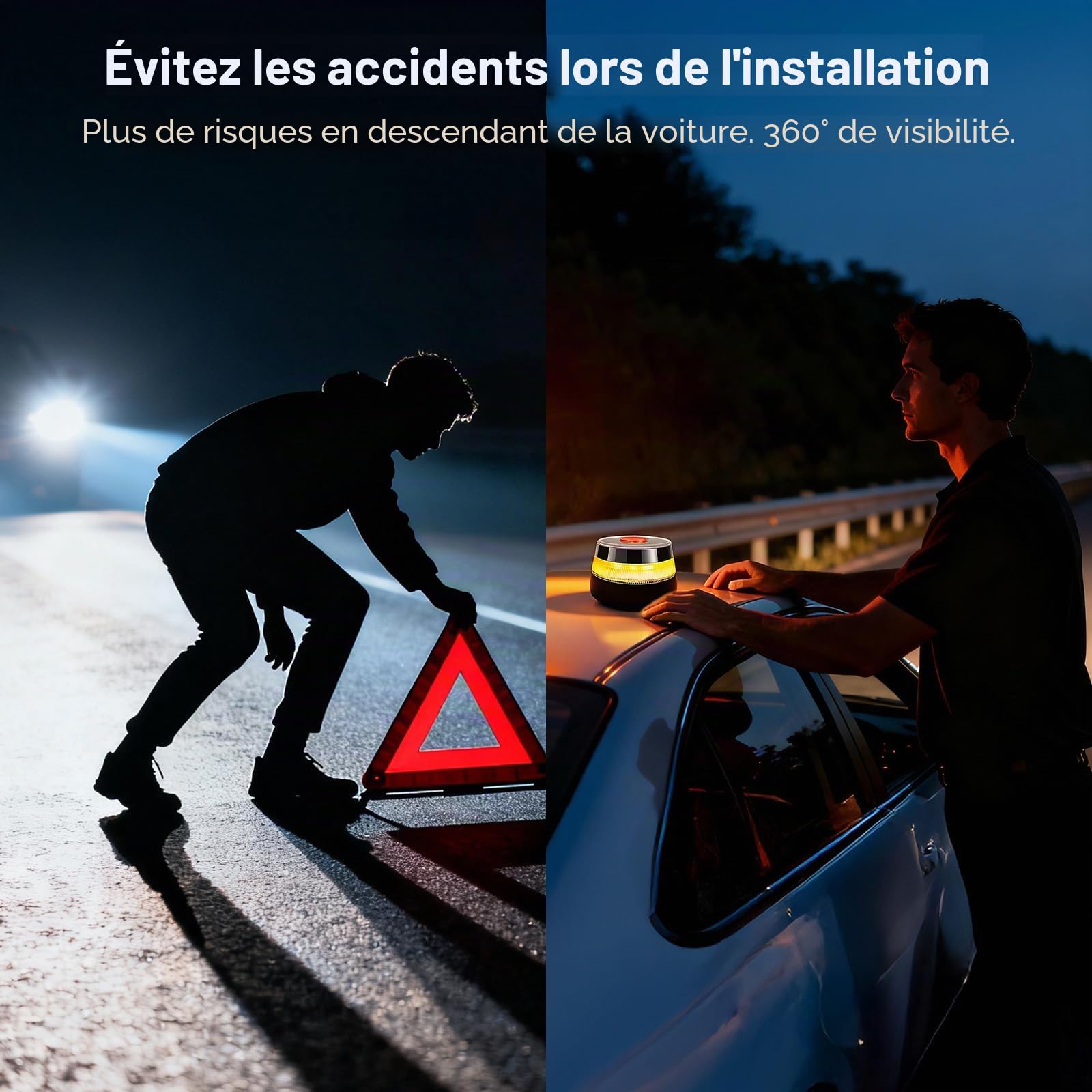 Woox Balise V16 homologuée DGT avec géolocalisation, lumière d'urgence pour Voiture homologuée avec SIM et données gratuites Jusqu'en 2038, certifié DGT 3.0, IP54, sans Applications ni abonnements