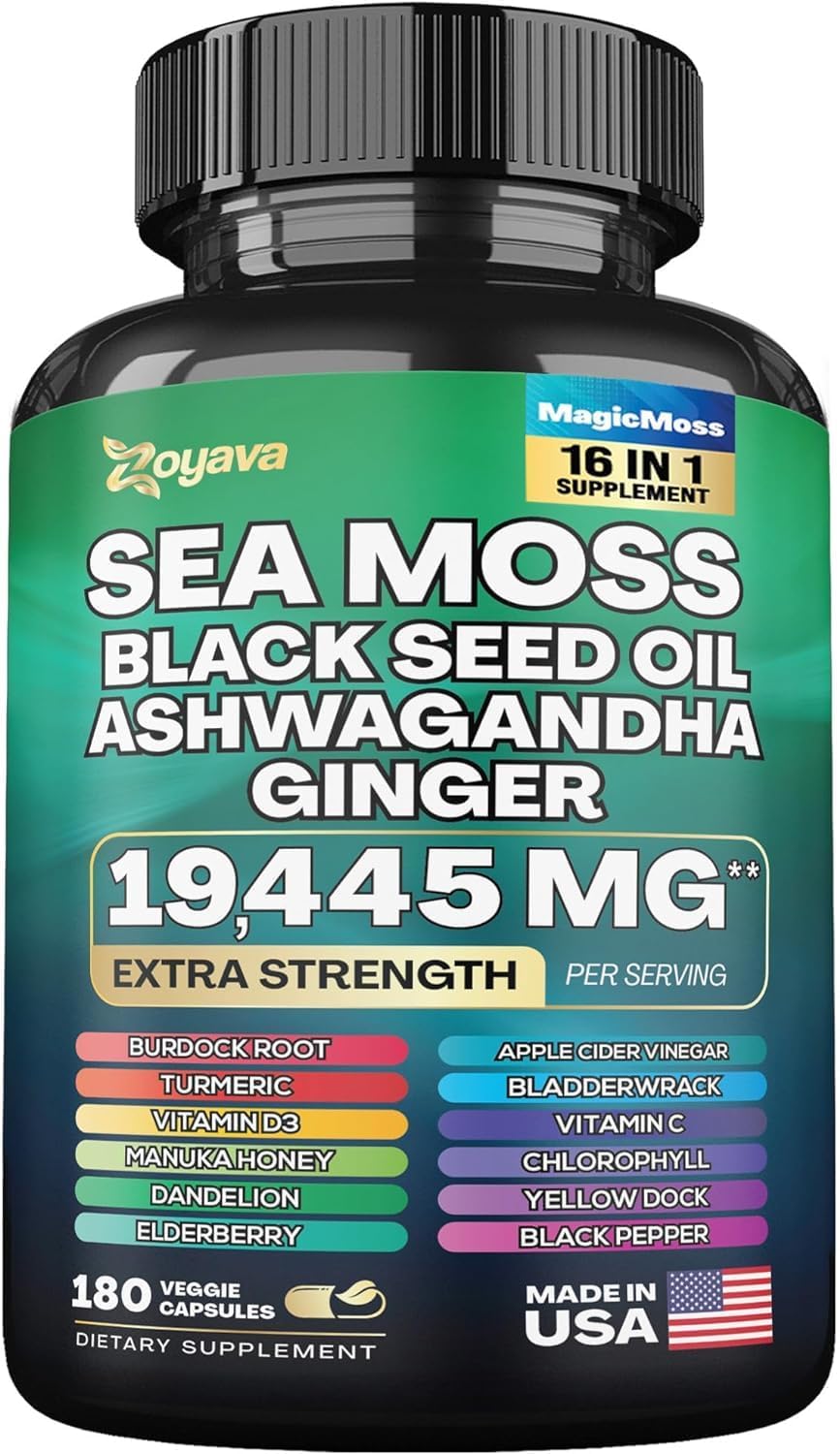 Gujisa Sea Moss 7000mg Black Seed Oil 4000mg Ashwagandha 2000mg Turmeric 2000mg Bladderwrack 2000mg Burdock 2000mg & Ginger Vitamin C Vitamin D3 with Elderberry Manuka Dandelion (B0D2JJ54D5) Amazon Price History, Amazon Price Tracker