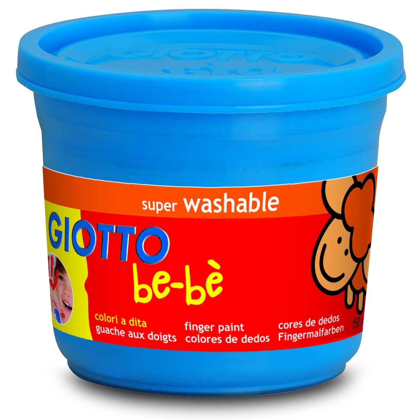 GIOTTO BEBE' - Confezione Da 4 Barattoli Di Colori A Dita, 150 ml, Super Lavabili
