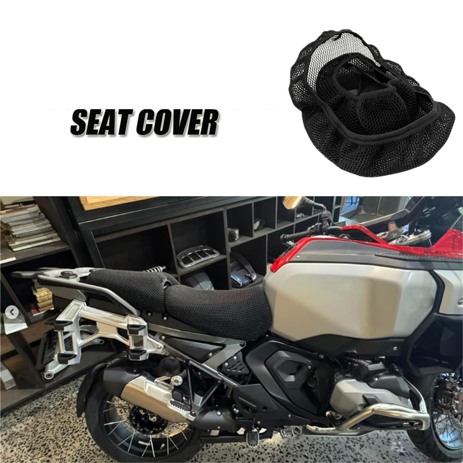 Per BMW R1300 GS ADV R1300GSA ADV1300 Moto Nylon Tessuto Di Maglia Sella Cuscino Antiscivolo Avventura Flusso D'aria Coprisedile