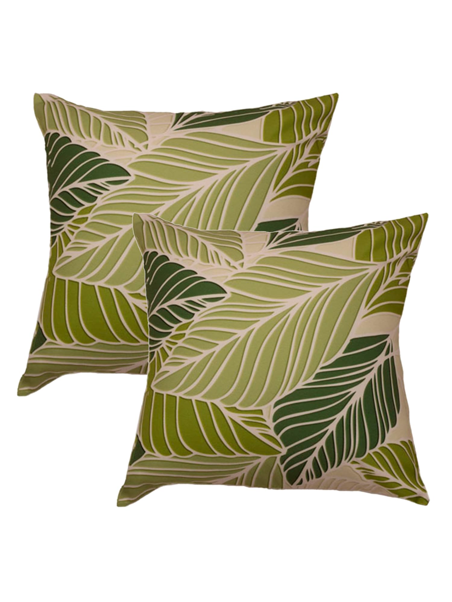 ZEBA World Poly Canvas Green Leaf Cushion Covers, Vibrant, Durable, and Stylish Home Décor Accents Designed Living Rooms, Bedrooms, Sofas 16x16 Inches (Pack of 2)