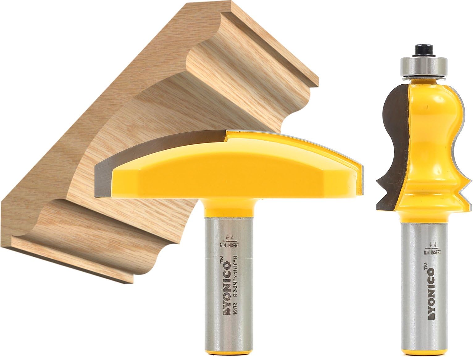 YONICO Router Bits Crown Cap Molding Set Elaborate 2 Bit 1/2-Inch Shank 16214