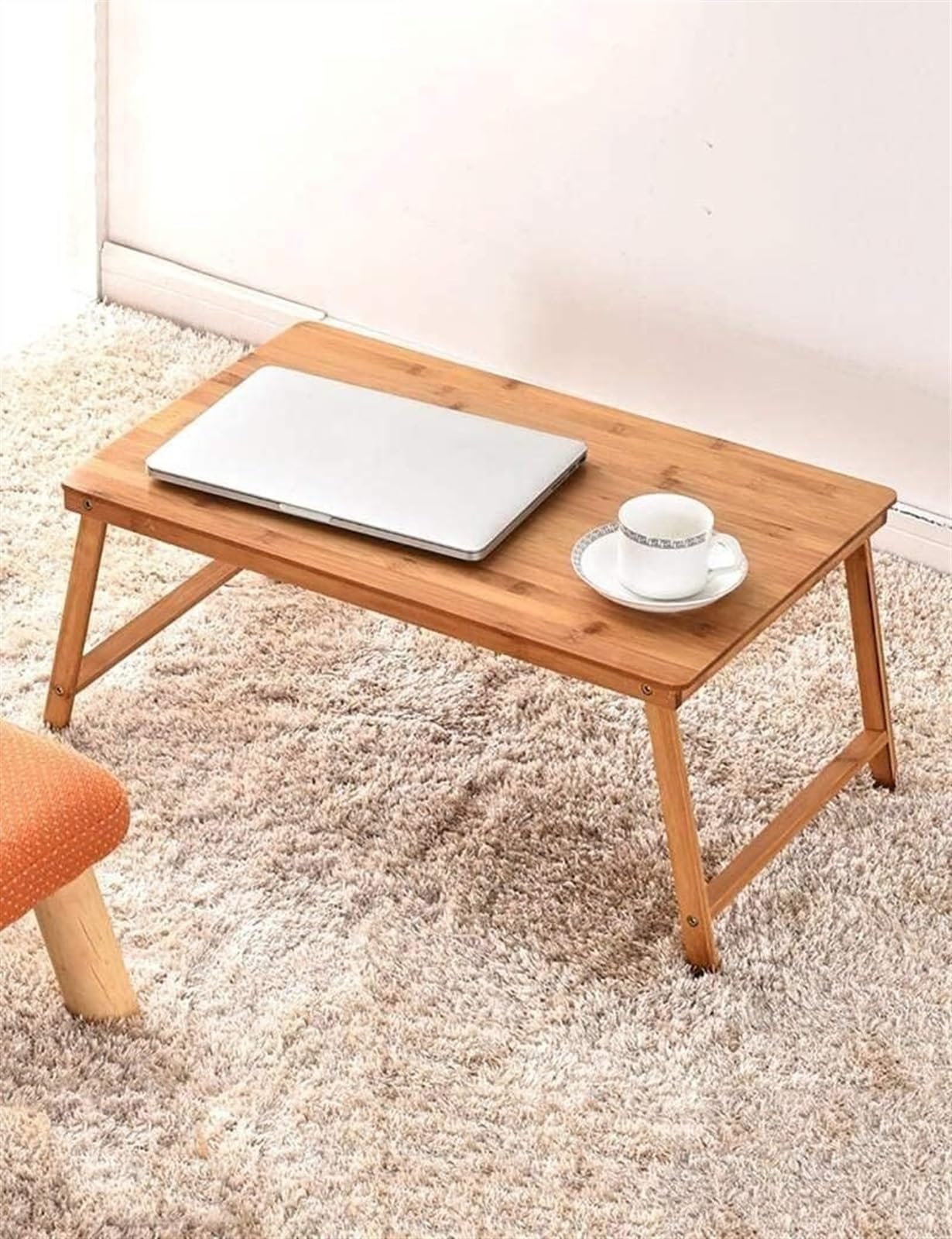 Bureau d'ordinateur pliant en bambou pour lit et dortoir table portable
