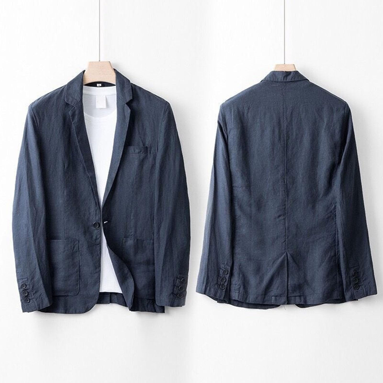 Completo da Uomo in Lino e Cotone, 2 Pezzi, Slim Fit, con Giacca da Smoking e Pantaloni con Coulisse, Completo Estivo Cerimonia Cerimonia per Uomo