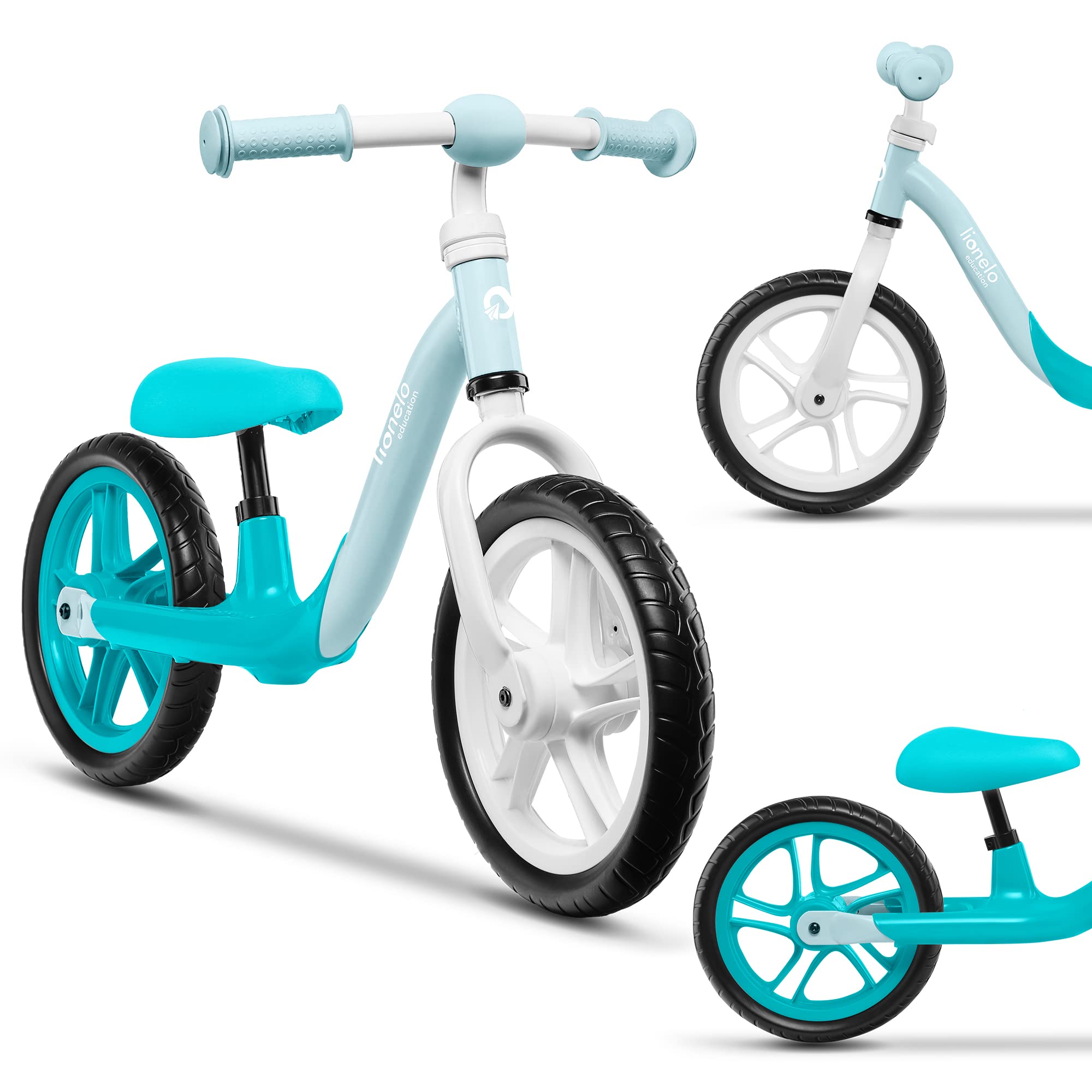 lionelo ALEX Kids Balance Bike for Ages 3+ Lightweight, Adjustable Seat, EVA Foam Wheels, Safety Handlebar, Up to 30kg Perfect Outdoor Adventurer Gift
