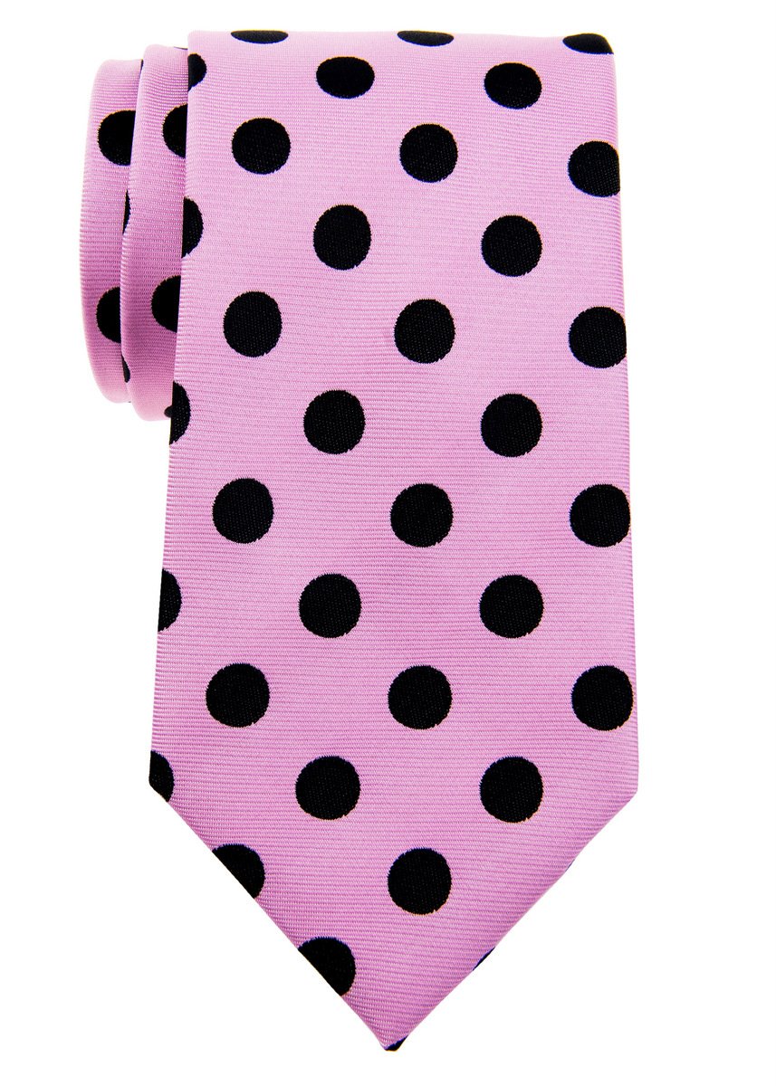 Retreez Men's Pink With Black Dots Classy Vintage Polka Dots Woven Microfiber 3.15" Tie Necktie