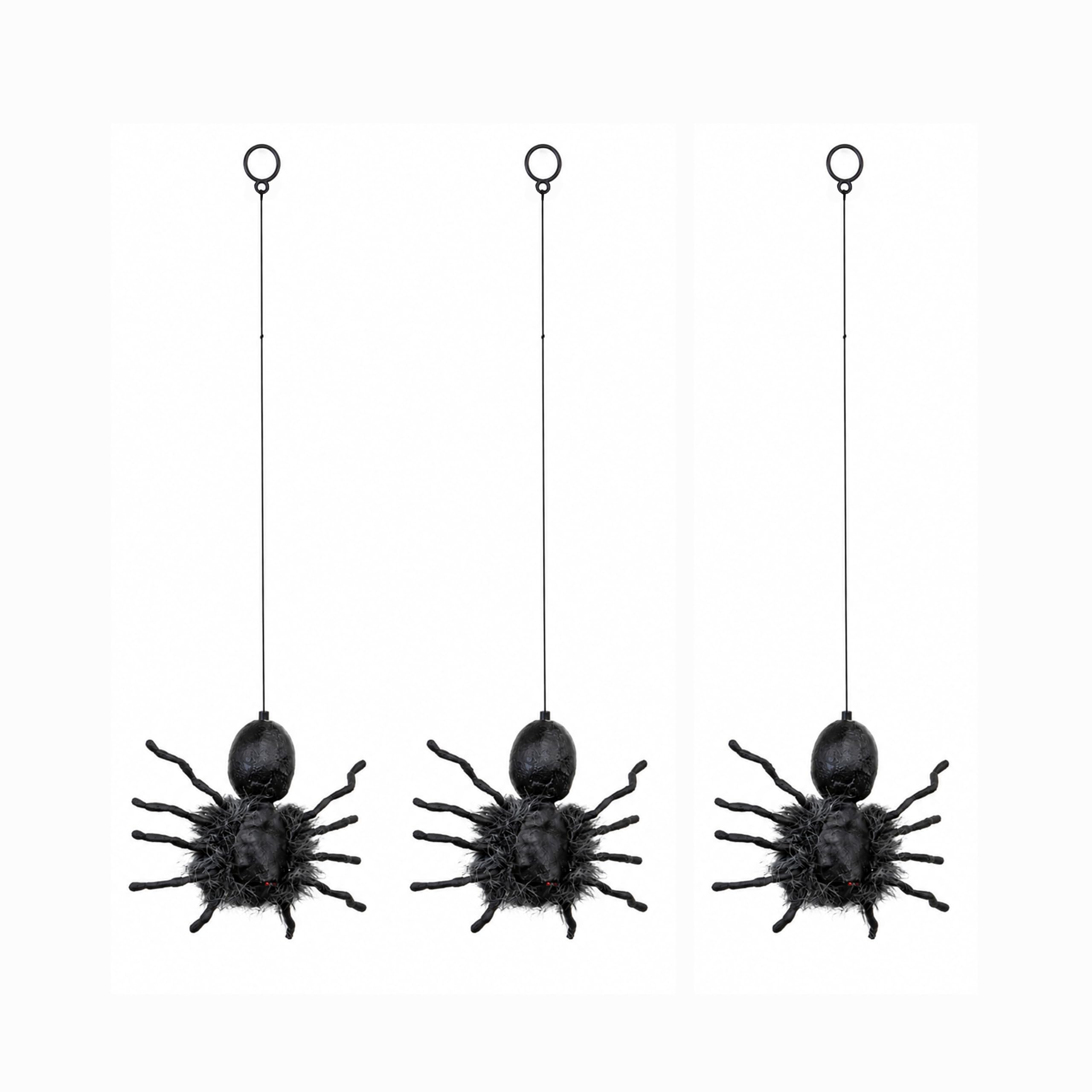 3 Pack of 2ft Battery Operated Ash Dropping Dangling Halloween Spider Animatronic Decoration