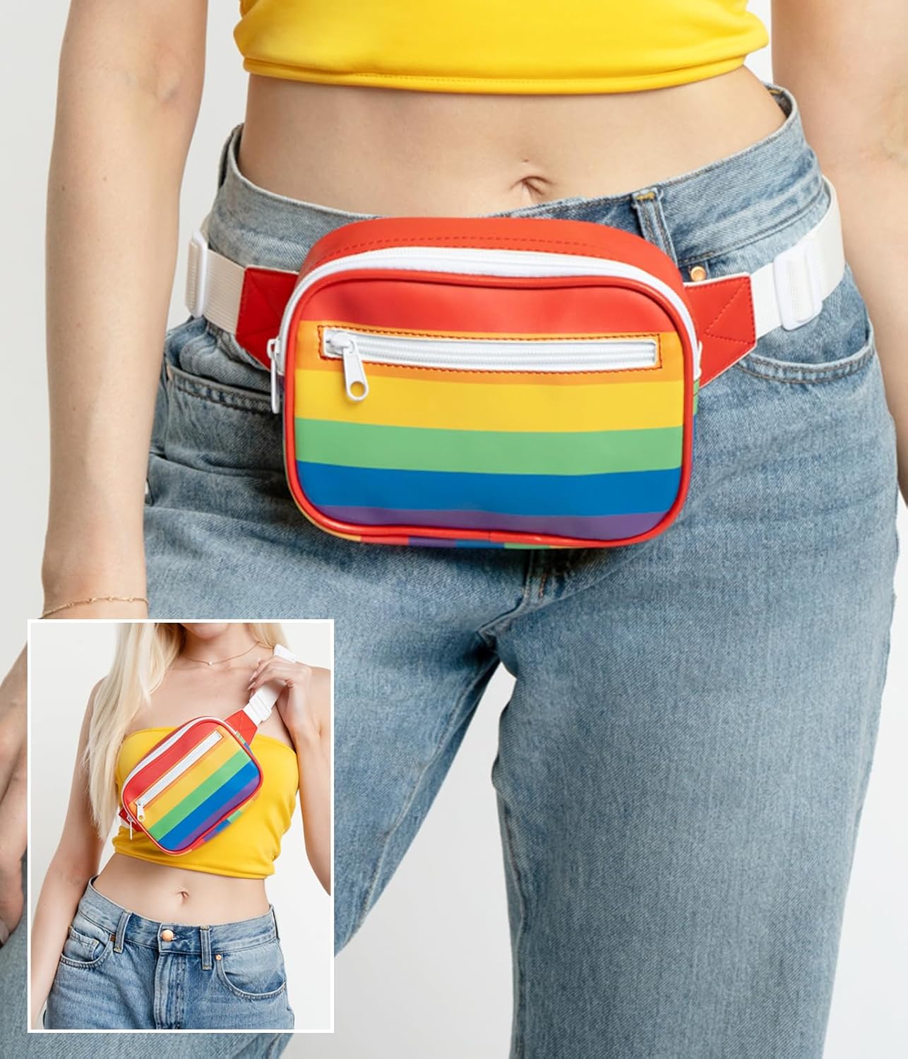Tipsy Elves Rainbow Packed With Pride Fanny Pack - PRIDE Waist Pack - Flexible Adjustable Strap Waist Belt Multiple Zipper Pockets Store Phone Keys Wallet Essentials