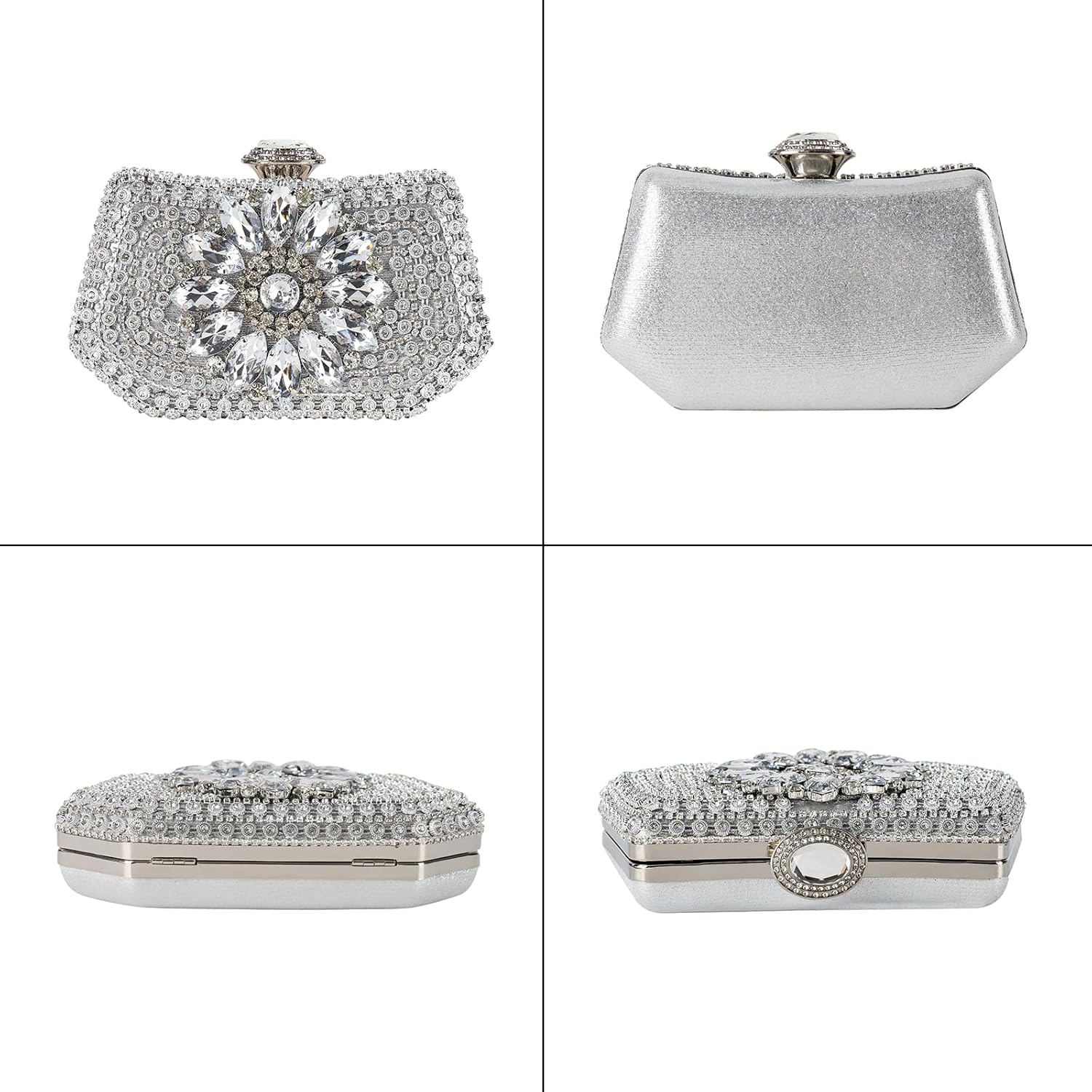 Womens Sparkly Rhinestone Crystal Clutch Glitter Sequin Evening Bag Purse Handbag for Bridal Wedding Party Prom - Image 7