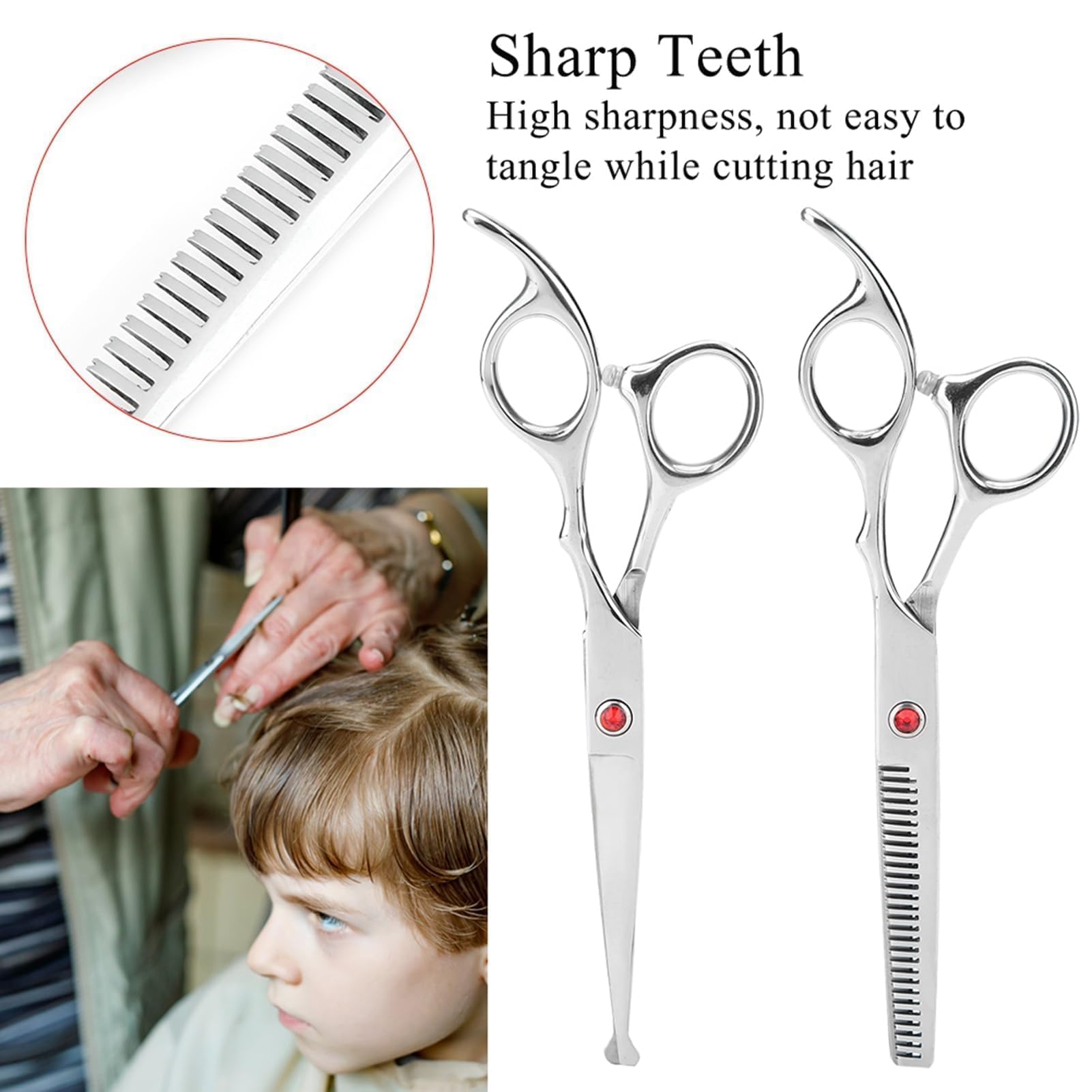 Professionelles Haarschneiden Ausdünnende Schere Set Runde Kopfschere Baby Friseur Schere Set Für Baby Kinder(rot)