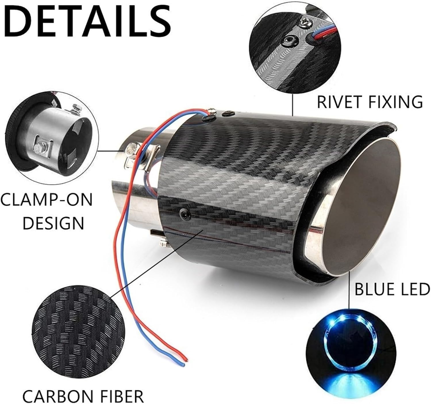 Universal Car LED Exhaust Muffler Tip Tip Straight Car Modified Si