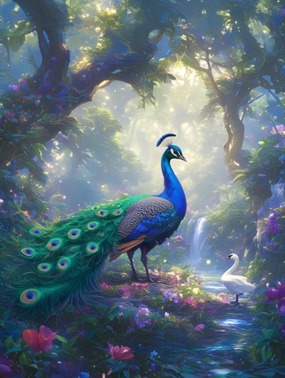 Zestaw do malowania według liczb dla dorosłych, zestaw marzeń dla dzieci Peacock z pędzlami akrylowy Pigment malarstwo rysunek pomysł na prezent, dekoracja domu (bez ramki) 90 x 120 cm D6SS-633