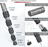 Vista 6 de Profesional Heavy Duty 72" Monopod/Unipod (doble cabezal opcional) para Nikon COOLPIX P900