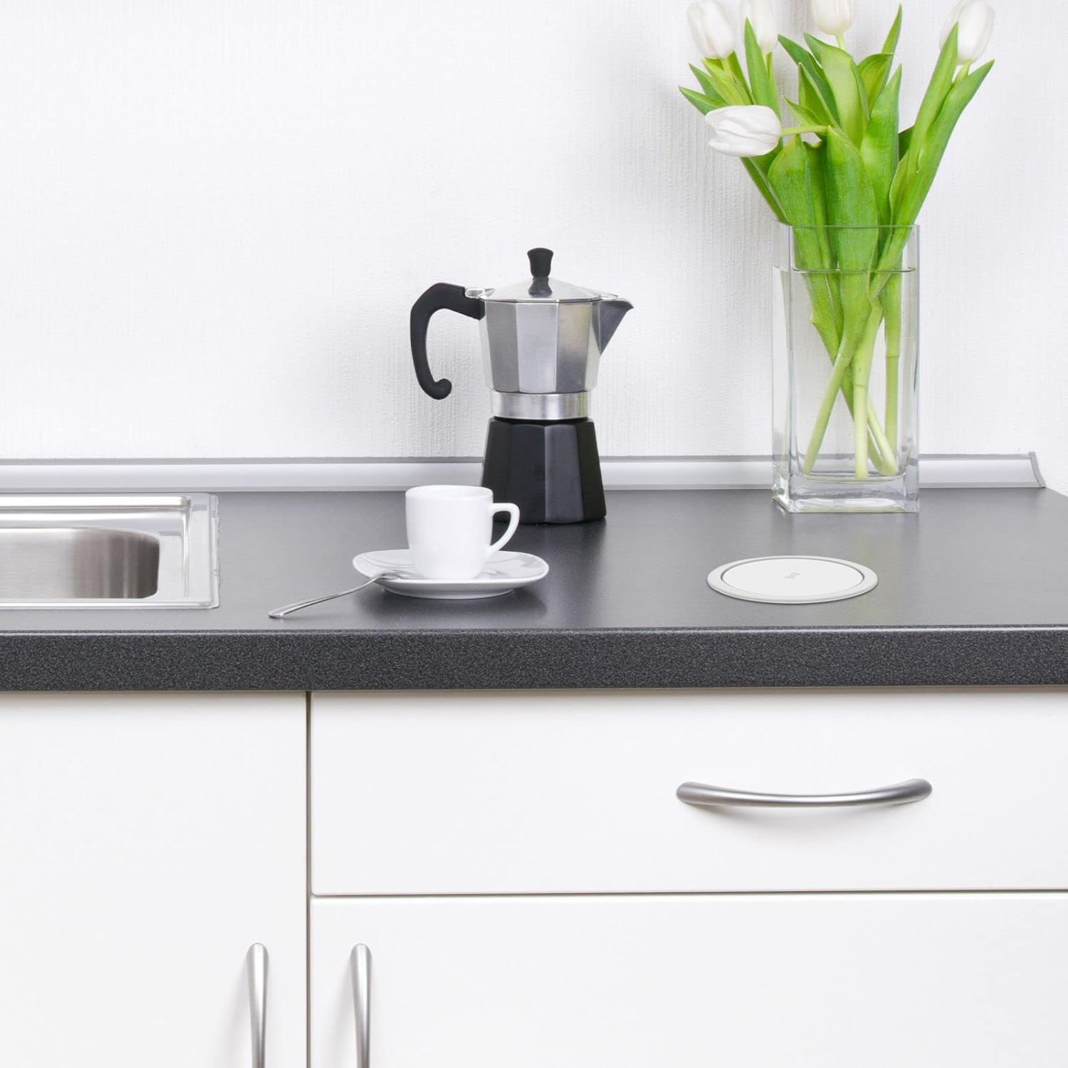 Blасk Frіdау 🔥 Pop Up Outlet for Kitchen Countertop,Recessed Outlet Power Strip with 4 Outlets,2 USB Ports,1 RJ45 Port,1 HDMI Port,5W Wireless Charger