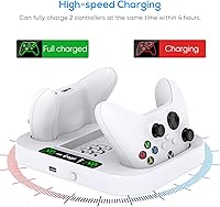 Vista 2 de Soporte de refrigeración vertical mejorado con ventilador de refrigeración de succión y estación de carga de doble controlador para Xbox Series S