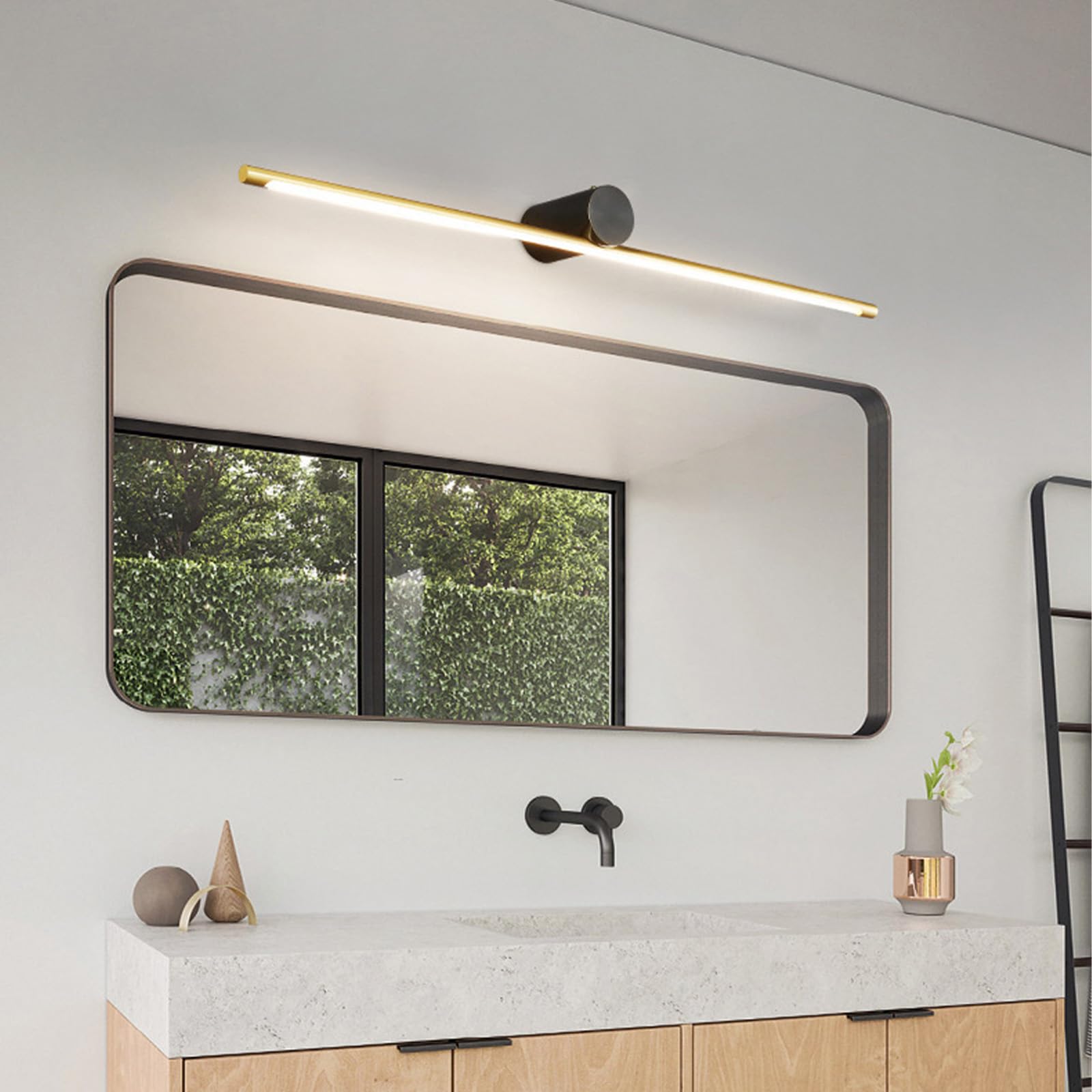 LED Wandleuchten Spiegelleuchte Bad 3 Farbtemperatur Dimmbar Modern Wandlampen Bilderleuchte Metall Wandbeleuchtung für Wohnzimmer Schlafzimmer Schminktisch Badschrank (Schwarz + Gold,60cm)