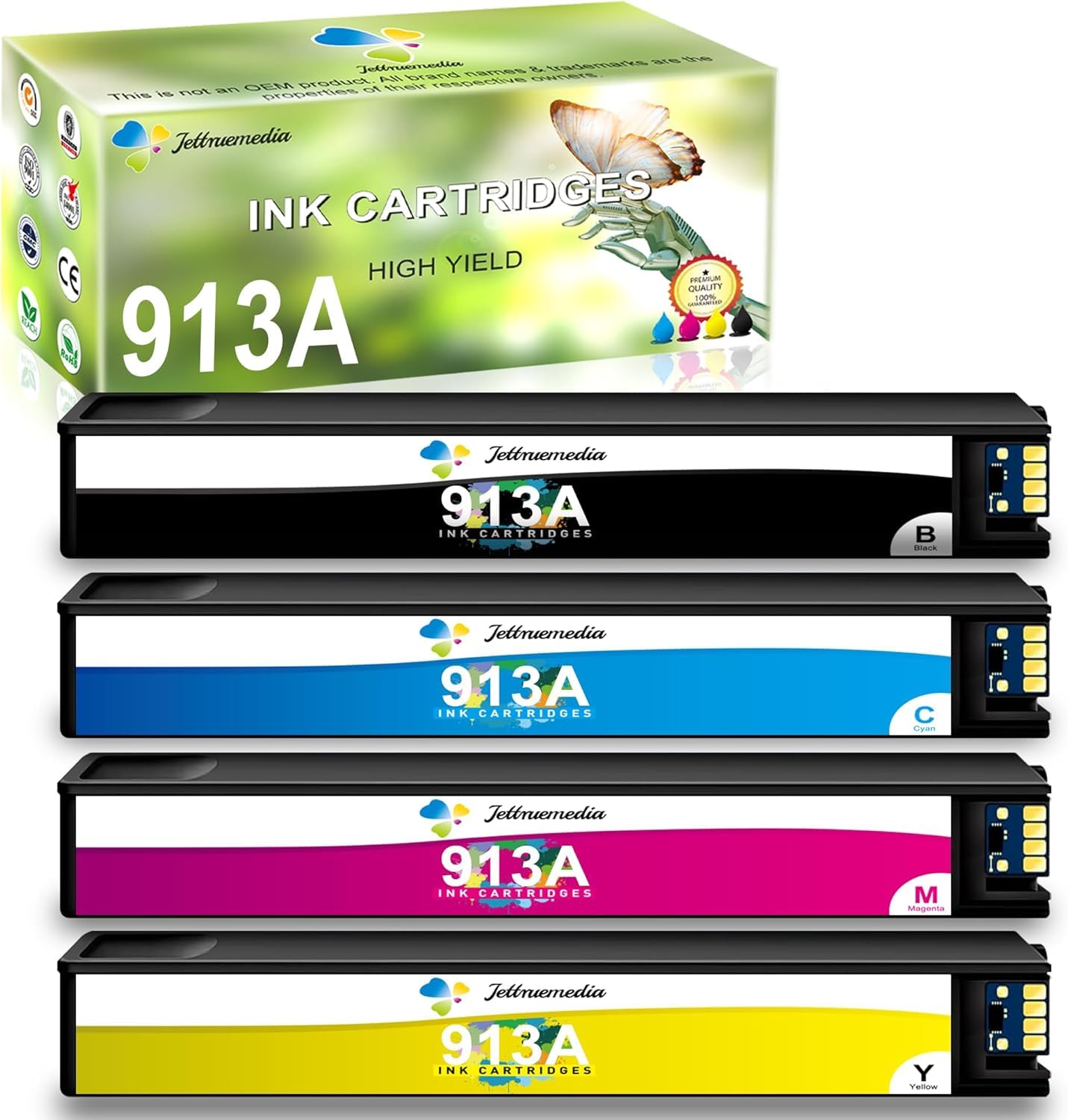 913A Druckerpatrone Kompatibel für HP 913 A Patronen PageWide 377dw 477dw | 913 A Tintenpatronen für 452dw 452dn 577dw p55250dw 352dw 352dn 377dw 377dn 552dw 452 477 577z 577dw P57550dw MFP, 4er-Pack