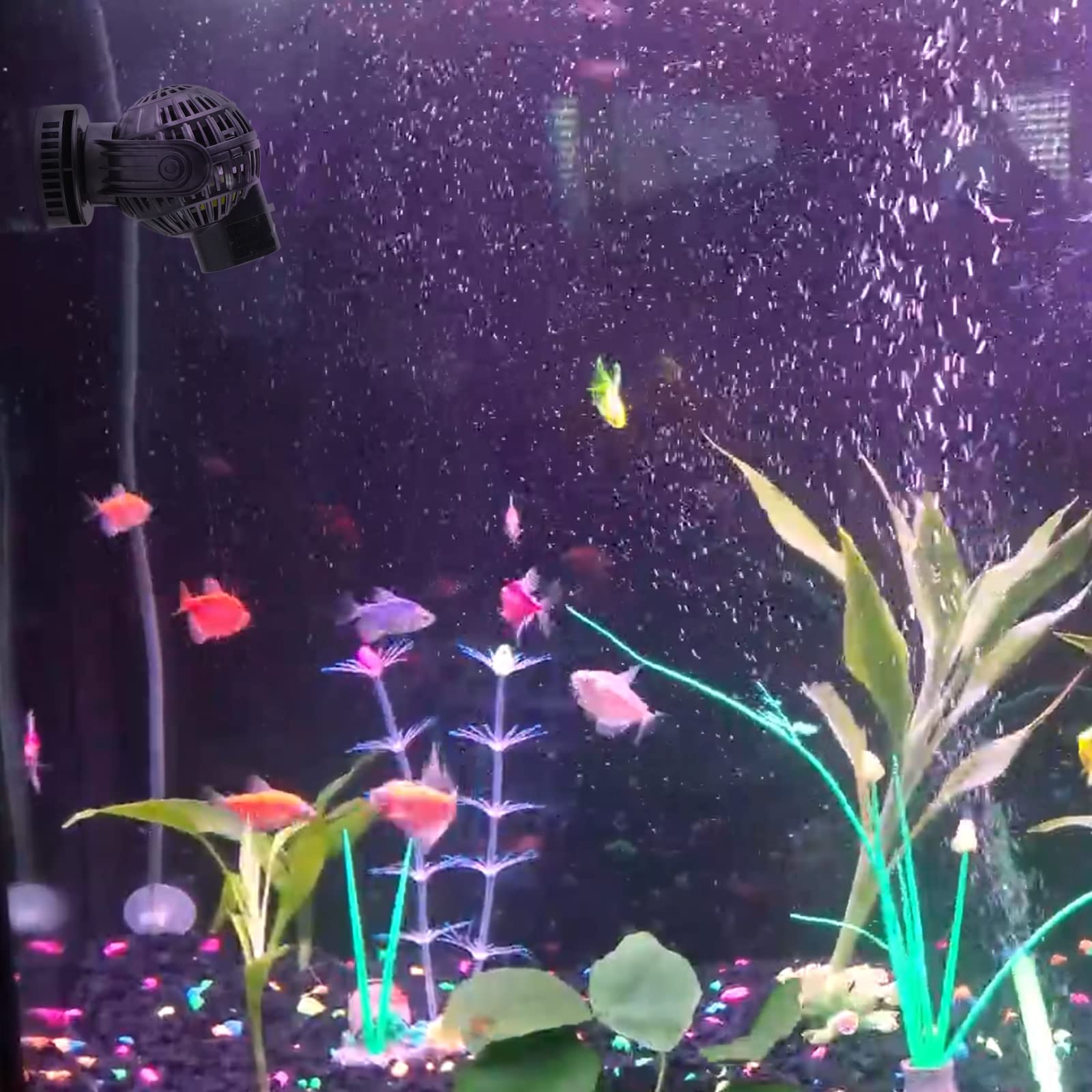 EXLECO Pompe de Brassage Wavemaker 6000L/H 8W 80~100cm Pompe à Onde Pompe de Mouvement 360 ° Rotative pour Aquariums à Vagues Eau Douce et Salée avec Magnet Noir