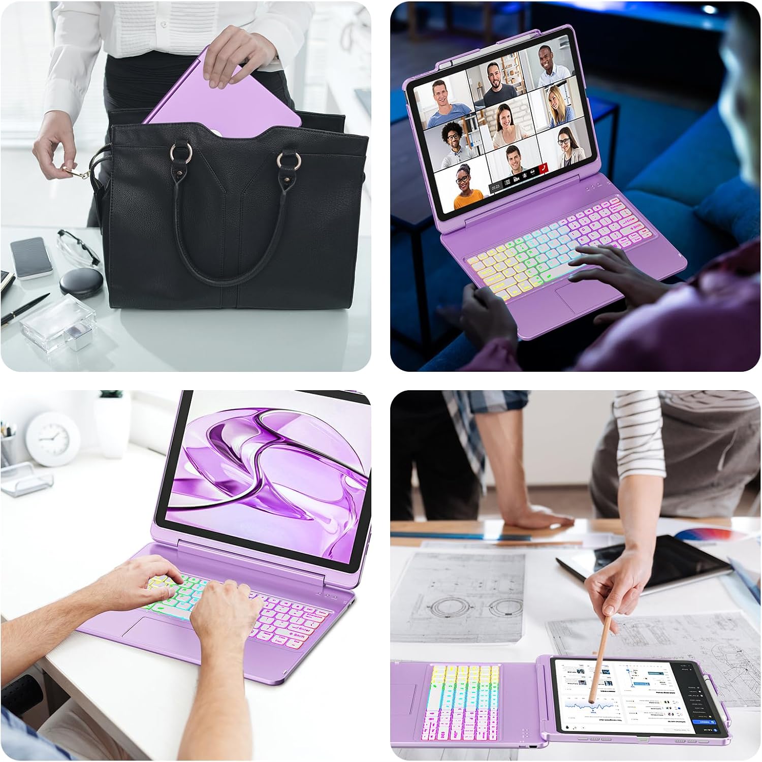 CC Store for iPad Air 13 Inch Case Keyboard (M4 2026/M3 2025/M2 2024) -Multi-Touch 7 Backlit Keys Pencil Holder for iPad Pro 12.9 Inch Case with Keyboard (6th, 5th, 4th, 3rd Gen)-Light Purple