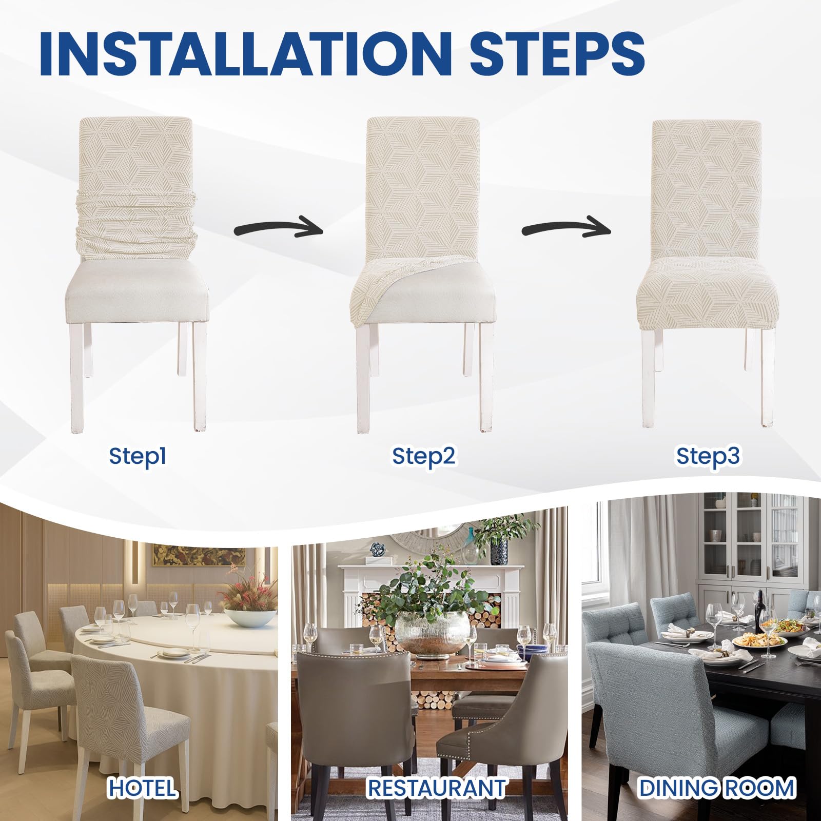 Ystyle Coprisedie con Schienale 4 Pezzi, Coprisedie Elasticizzato, Copri Sedie Soggiorno Cucina, Universali Fodera Sedia Antigraffio Gatto, Moderno Antimacchia Copertura Sedia, Beige