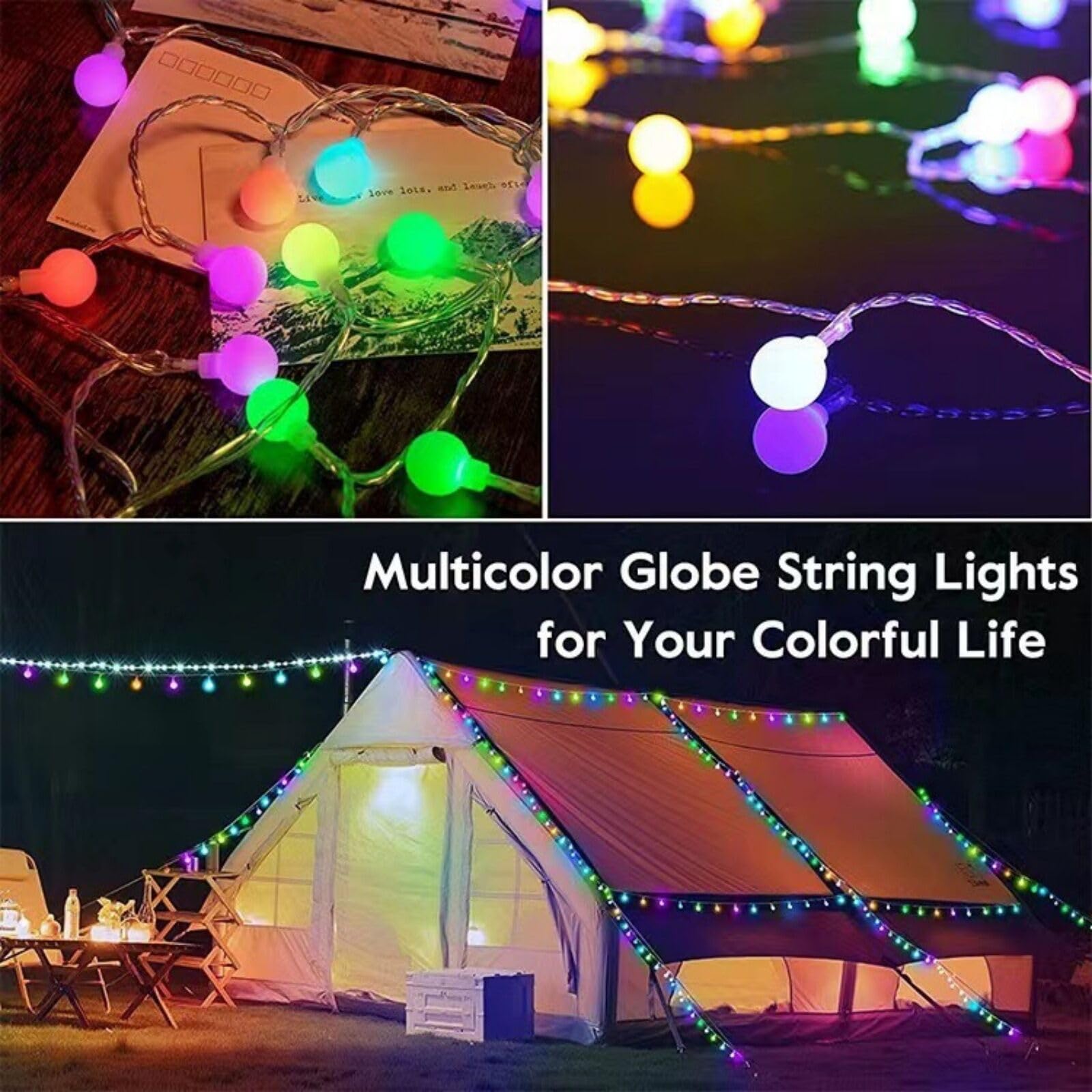 KISUFU Solar Lichterkette aussen, 200 LEDs Solar Kristall Kugeln wasserdicht Außer/Innen Lichter Beleuchtung String Light für Garten Bäume Party Weihnachts Deko Beleuchtung.20M