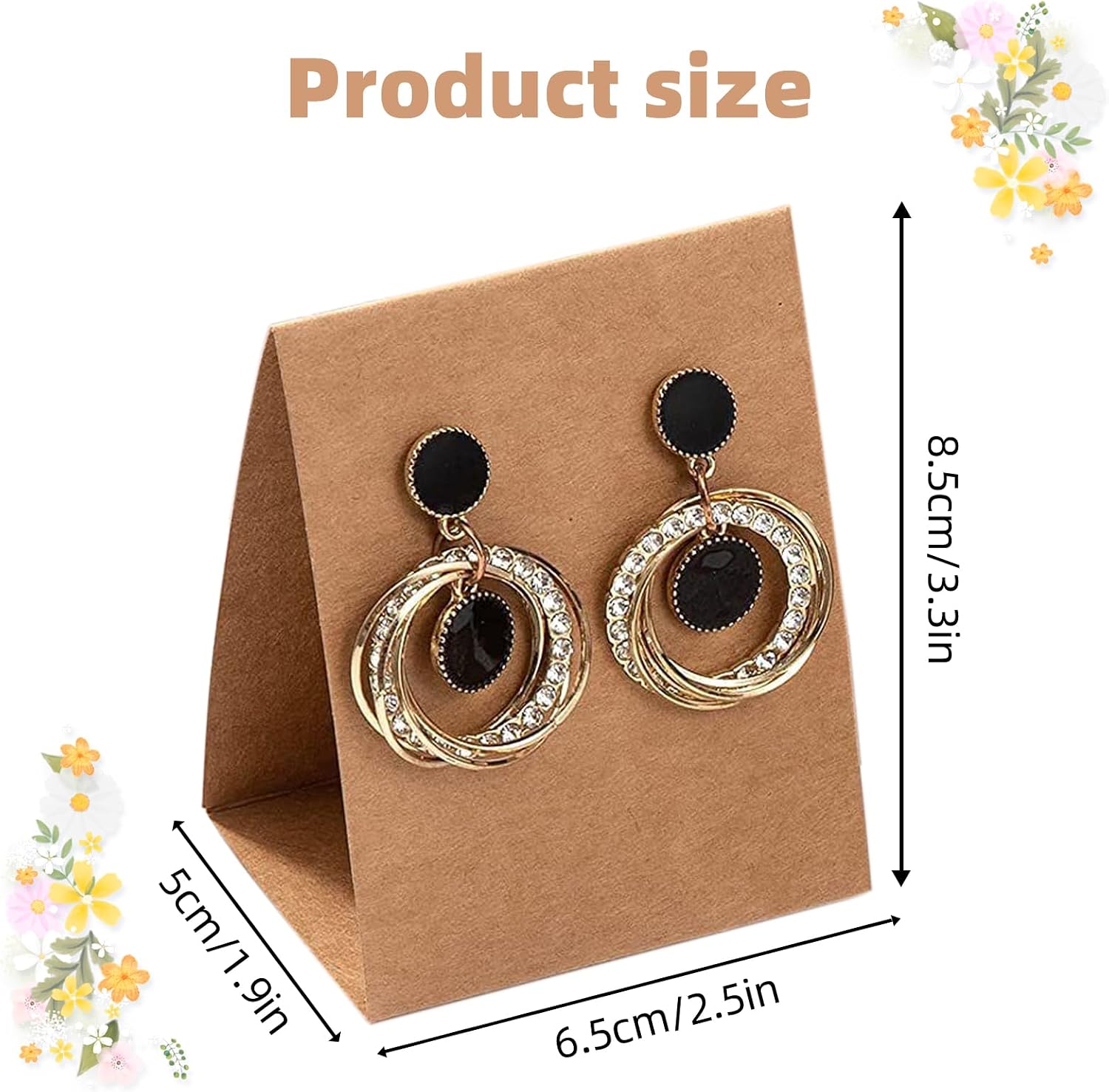 100 Pcs Standing Earring Display Cards, Kraft Paper Earring Holder Cards with Holes, Jewelry Display Holder Organizer for Small Business Jewelry Packaging Supplies Selling DIY Retail Show(Brown)