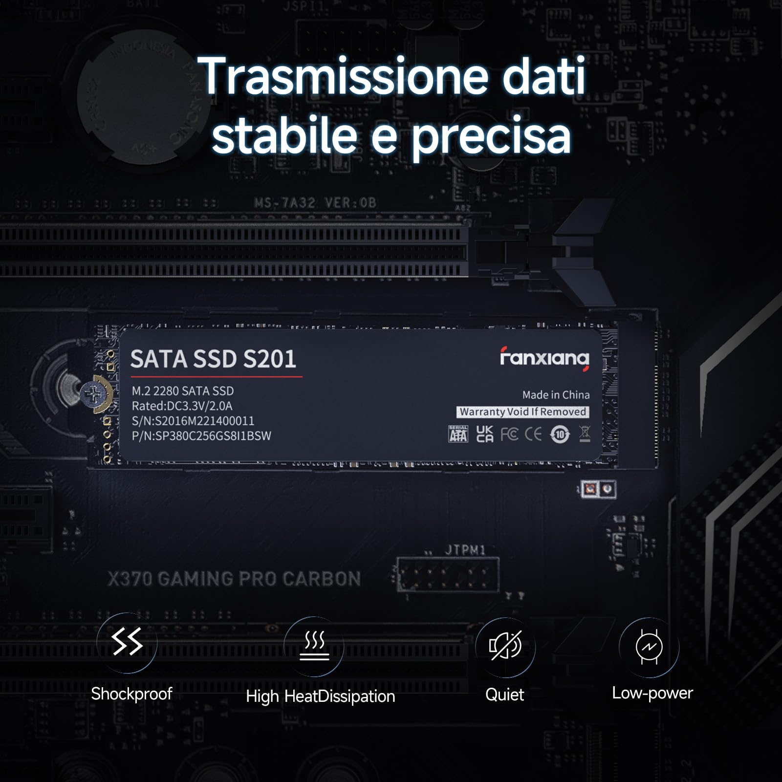 fanxiang S201 SSD SATA 128GB, M.2 2280 SATA Hard Disk SSD Interno, Cache SLC 3D NAND, Fino a 550 MB/s - Compatibile con Computer Portatili e Computer Desktop