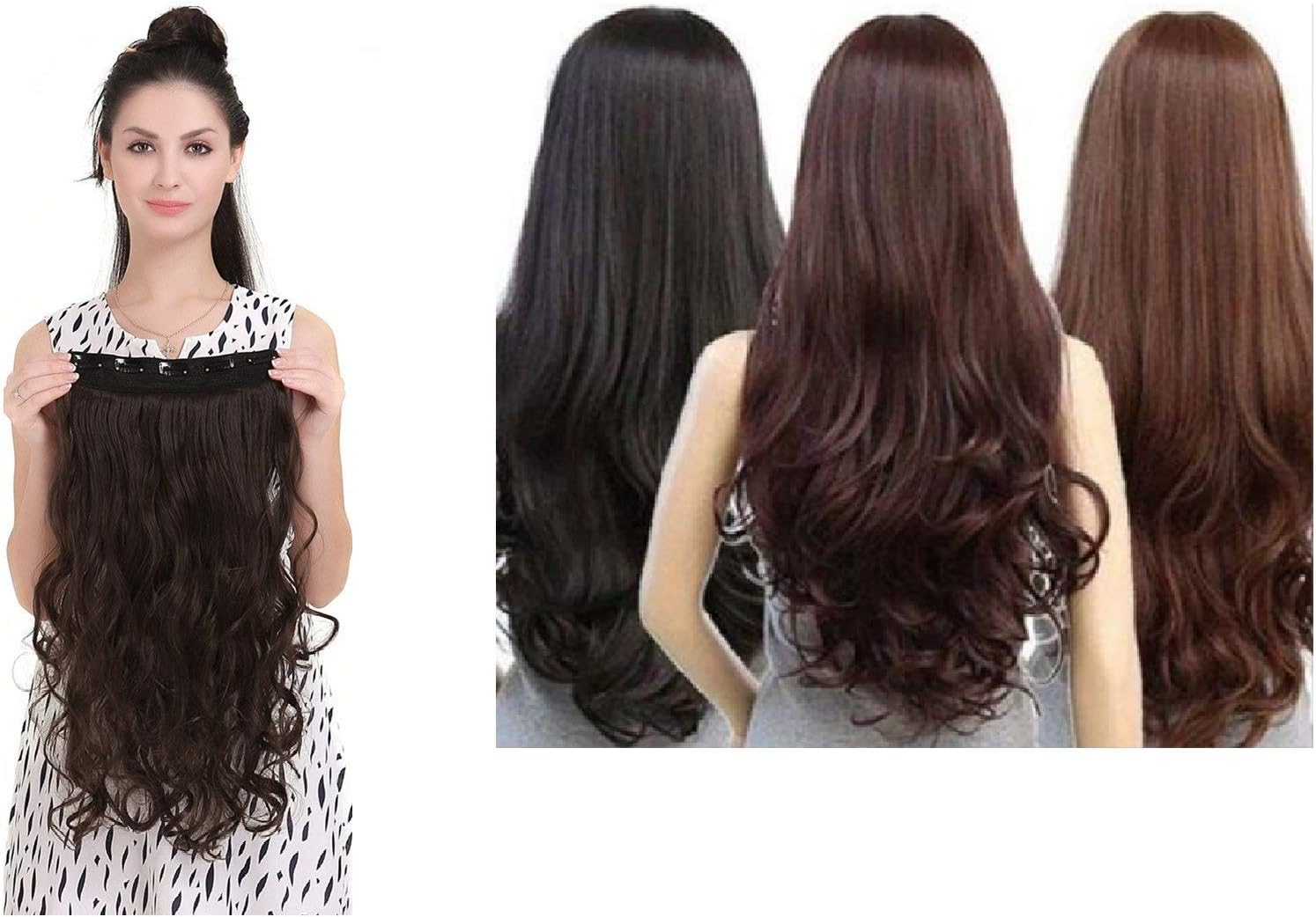 Artifice Super Volume 200g 26" 5 Clip Based Curly/Wavy Synthetic Fibre Hair Extension (Dark Brown)
