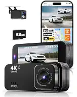 Dash Camera for Cars, 4K Dash Cam Front and Rear with 5G WiFi, Free Card Included, Loop Recording, Night Vision, 170°Wide Angle, G-Sensor, 24H Parking Mode