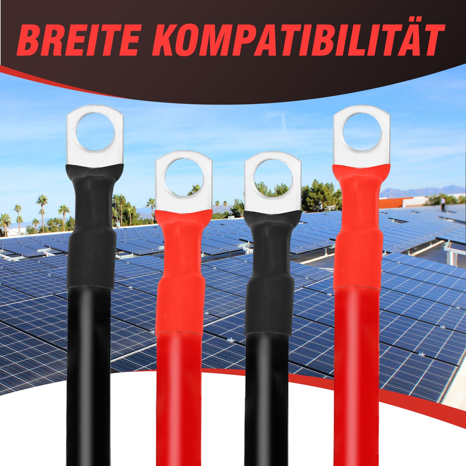 2 cavi batteria 35 mm² 100 cm, 12 V cavo batteria con capicorda ad anello M8, adatto per auto, moto, applicazioni solari e marine