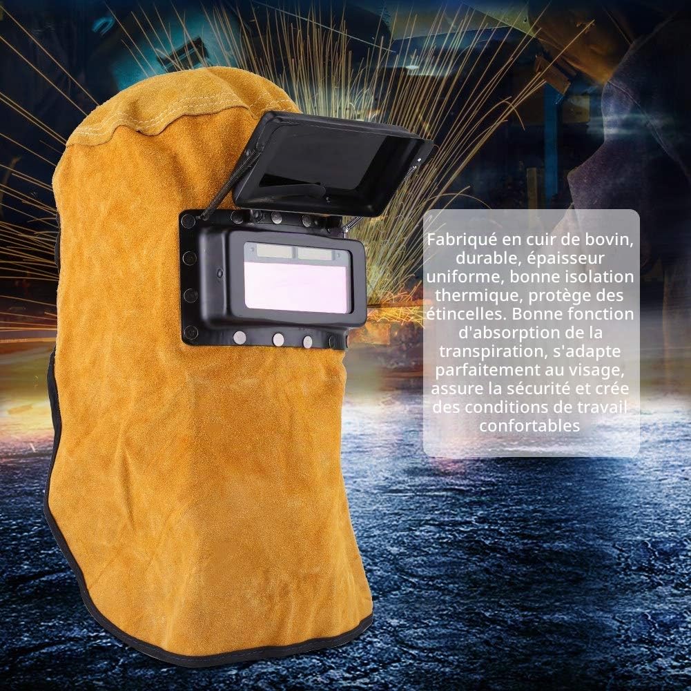 Bonnet de Soudeur avec Objectif de Filtre occultant Automatique, Masque en Cuir de Bonne qualité