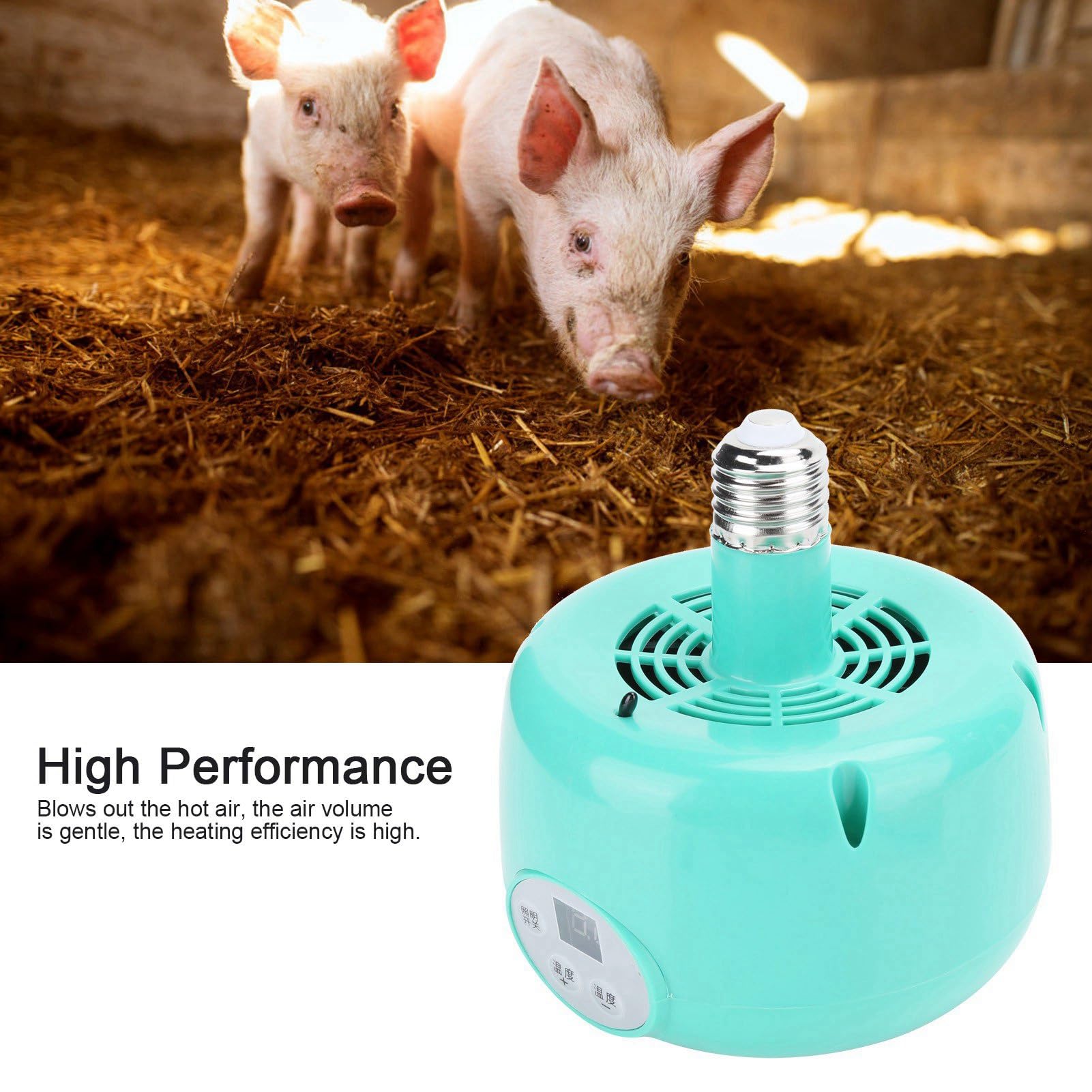 Lámpara de Calor para Ganado, 220V E27 Control Inteligente de Temperatura Calentador de Criadora de Pollitos Termostato de Cultivo Portátil para Reptiles Pato Perro