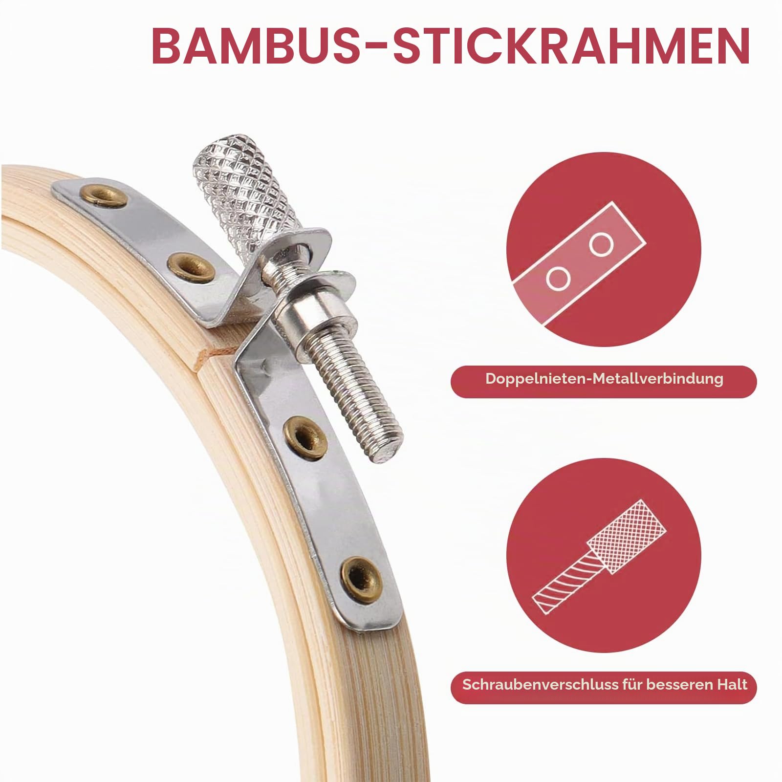 GREATRICH 12 Stück Stickrahmen Set, 10cm Mini Stickrahmen Holz Set für Präzise Stickarbeiten und Kreuzstich, Inklusive Sticken Embroidery Hoop und Aufbewahrung, für Anfänger und Handarbeiten