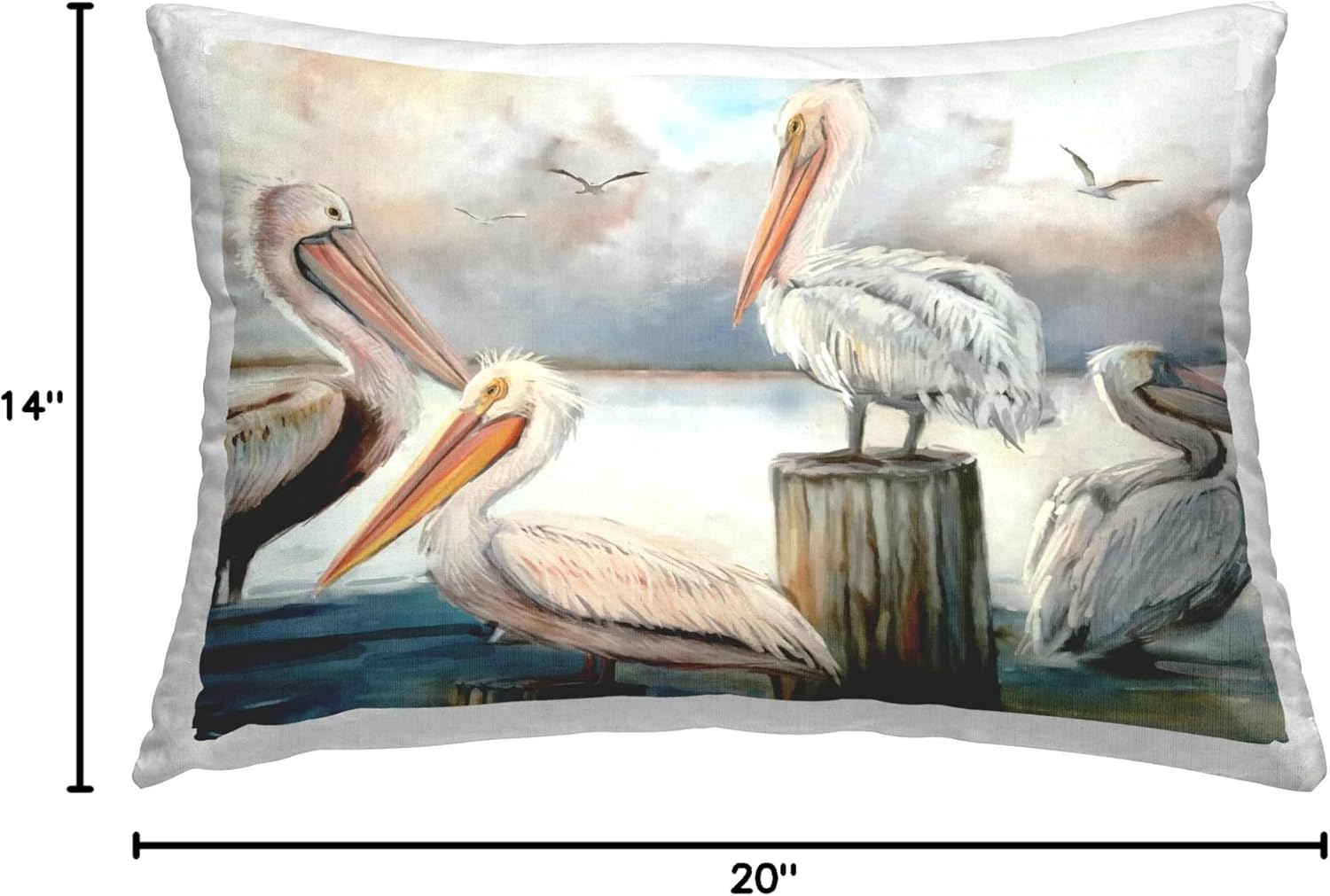 Stupell Industries Pelicans at Seaside Design by Ziwei Li Throw Pillow, 14 x 20, Grey