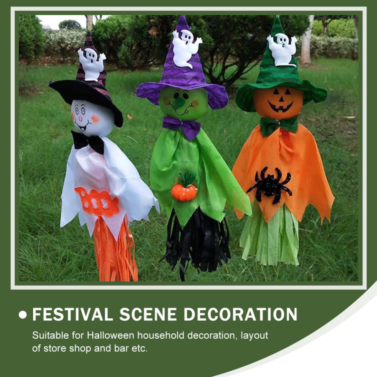 Abaodam 24 Pezzi Decorazione di Halloween Spaventapasseri Appendibile Non Tessuto e Carta, Facile da Appendere per Festa di Halloween e Allestimento Negozio o Bar