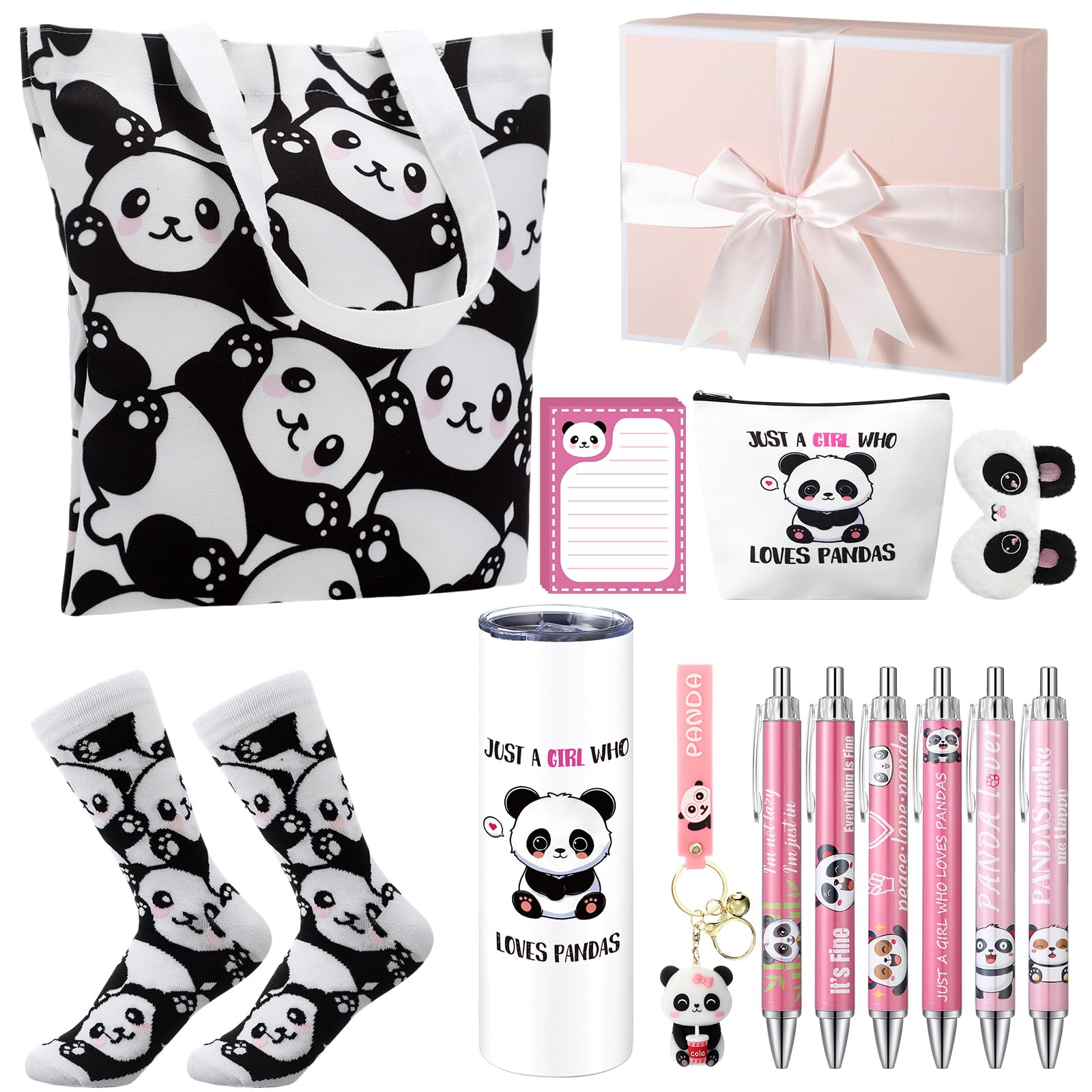 14 Set Christmas Gifts for Panda Lovers Panda Gift Baskets for Girls Women Kids Teens Mom Friend Sister Thank You Christmas Birthday Gifts Present Package Accessories