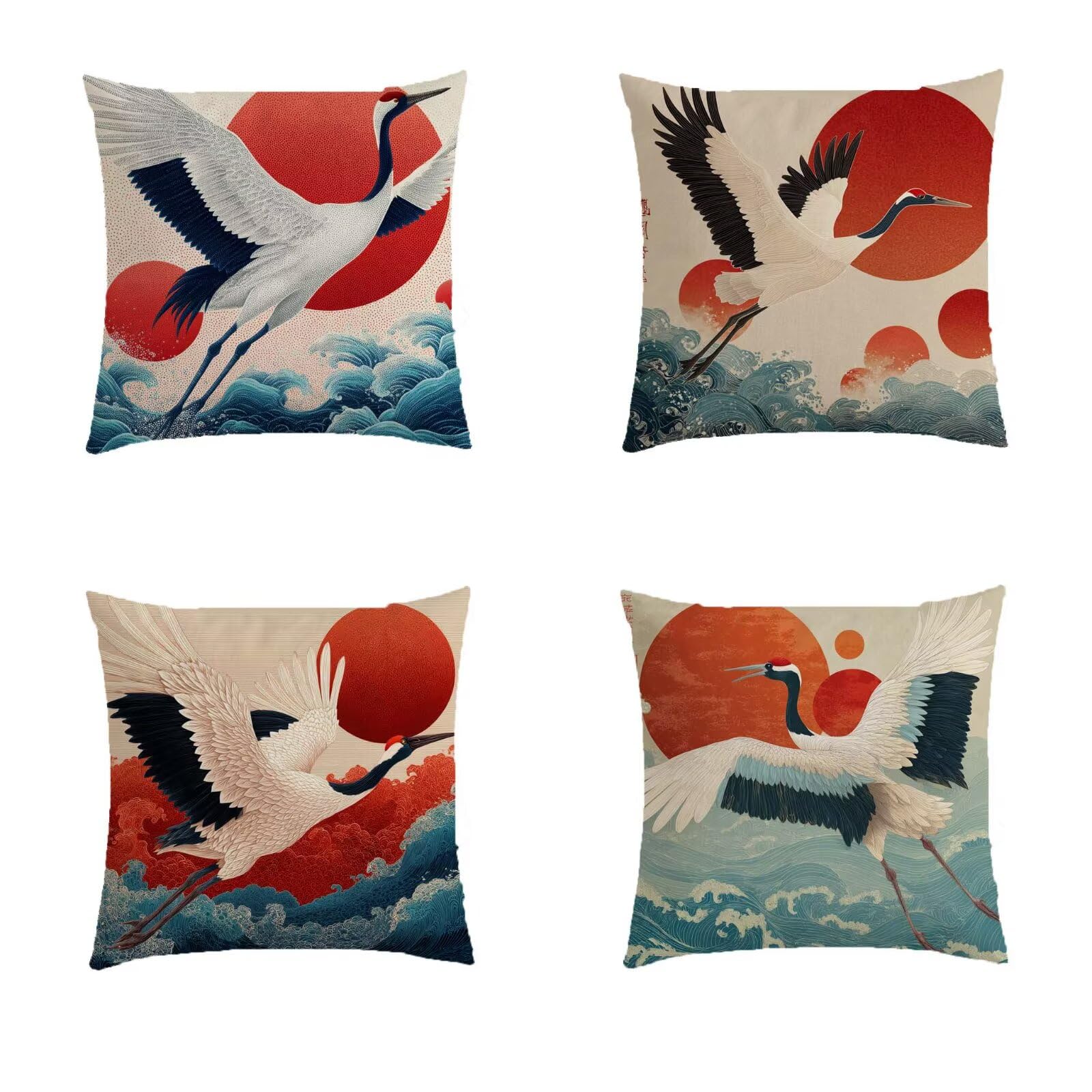 Housse de coussin pour balcon et salon de jardin carré motif oiseau rouge