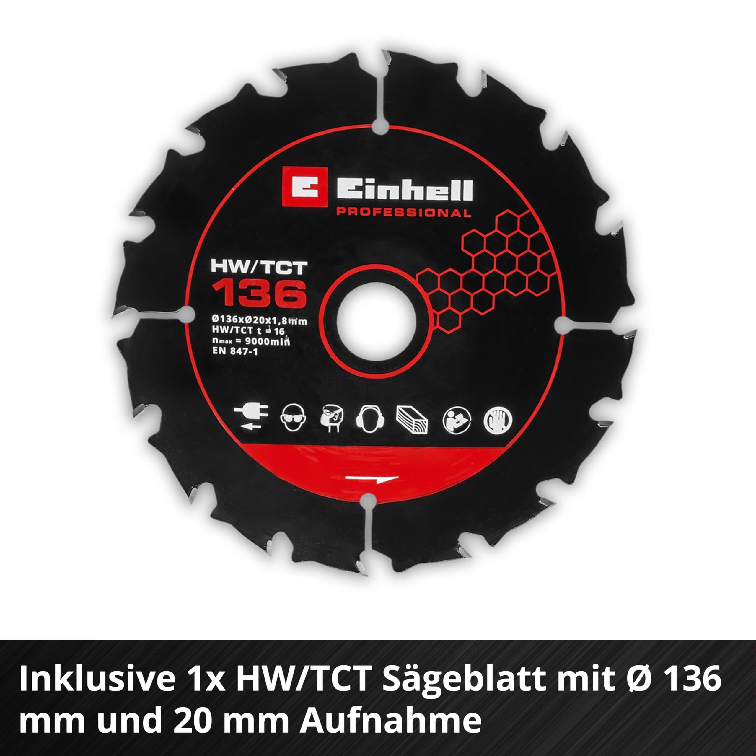 Einhell Professional Akku-Handkreissäge TP-CS 18/136-C Li BL - Solo Power X-Change (18 V, Ø 136 mm Sägeblatt, Brushless, 51 mm Schnitttiefe, werkzeuglose Einstellung, ohne Akku)