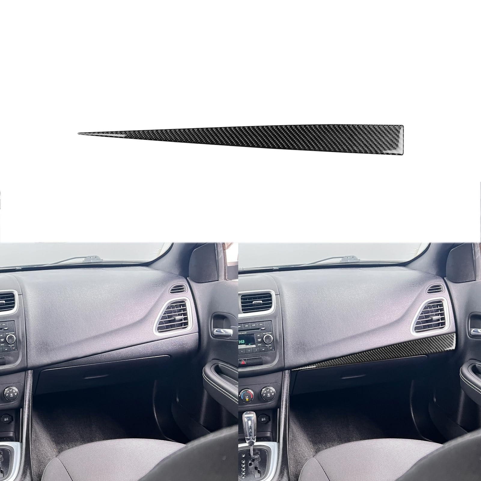 PJFUS Real 3K Premium Carbon Fiber Car Co-Pilot Glove Box Above Panel Anti-Scratch Cover Strip Trim Sticker Compatible with Dodge Avenger 2011 2012 2013 2014 Auto Interior Accessories Black