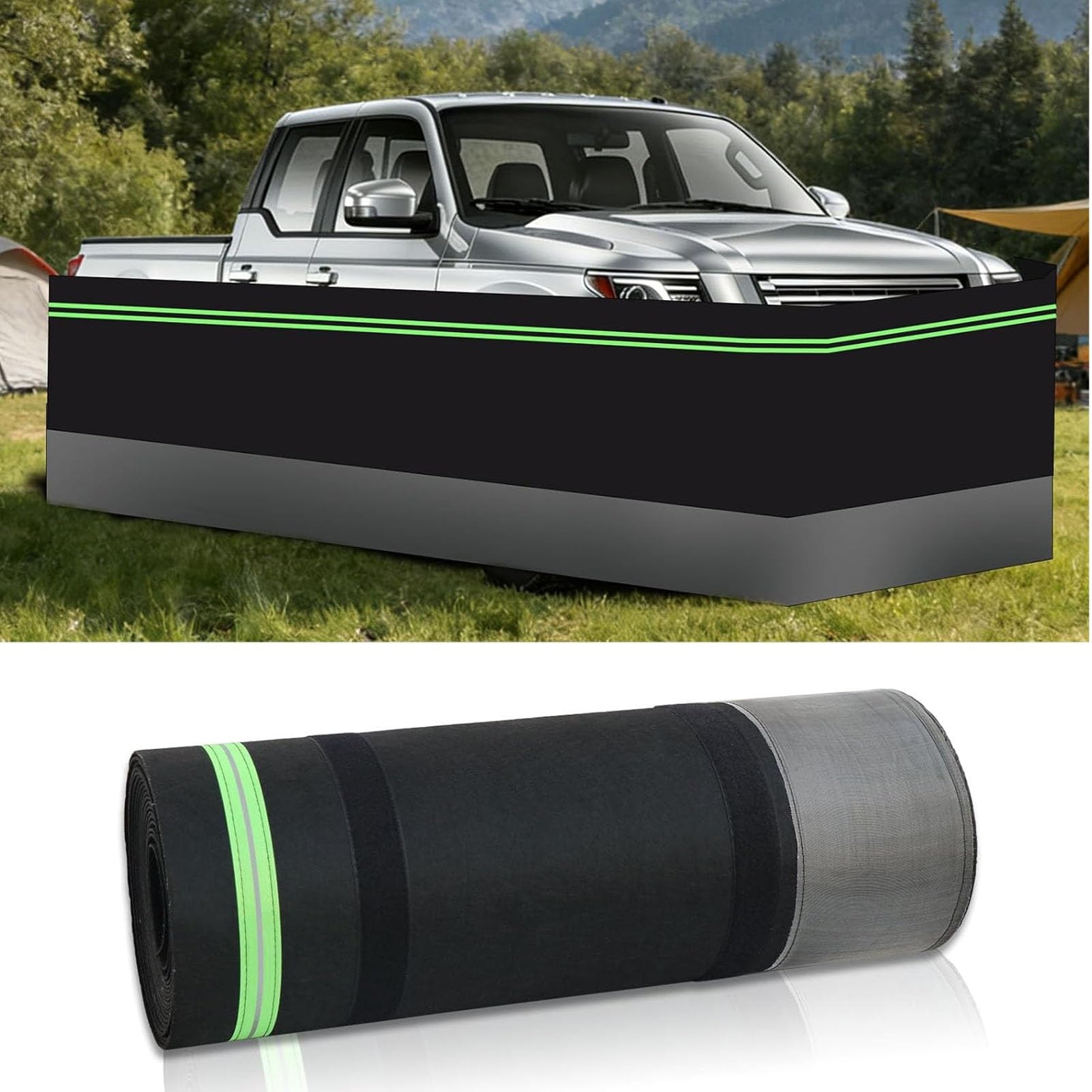 Kit de faldón para caravanas de Invierno, faldón para Casas móviles con Malla metálica Inferior, faldón para caravanas con Tira Reflectante, Apto para Uso Exterior.
