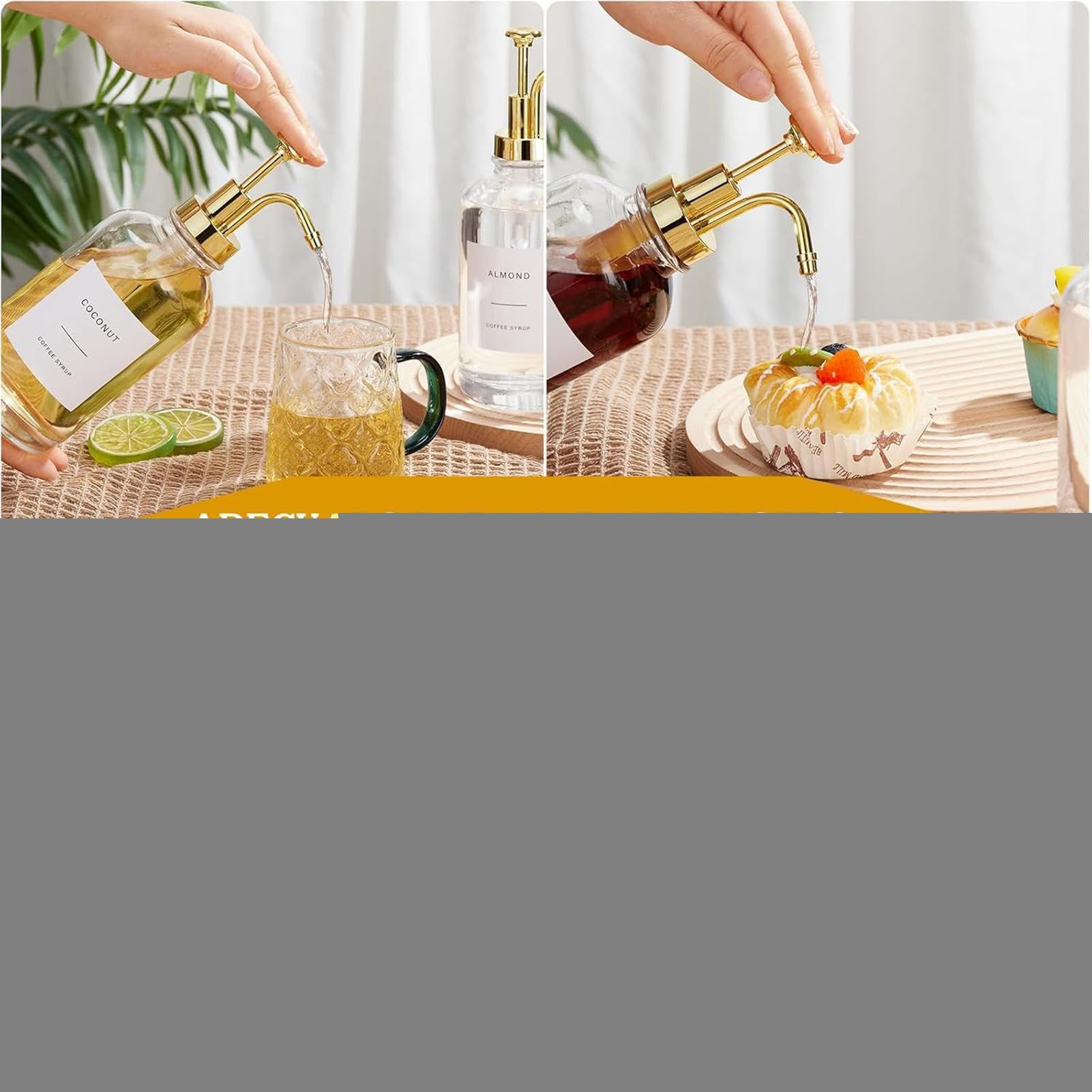 Genérico Distributeur en verre transparent 500 ml | Distributeur de café avec étiquettes pour sauce, ketchup, savon pour mains, cuisine, restaurant, bouteille transparente avec étiquettes | B