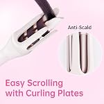 Beauty7 Automatic Curling Iron, Auto Hair Curler with 3 Temperature, Fast Heating, Anti-Scald, Anti-Tangle Rotating, Automatic Shut-Off for Hair Styling White, Lightweight for Travel