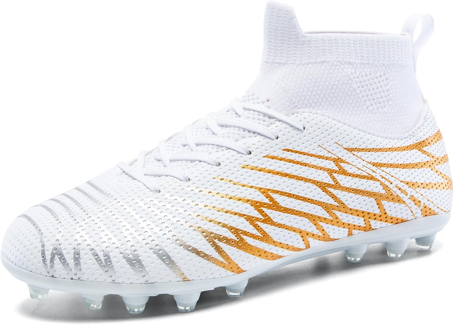 Men's Soccer Cleats Women's Football Shoes Lightweight Breathable Athletic Training Sneakers with Non-Slip TPU Studs for Natural Grass Artificial Turf Indoor Courts