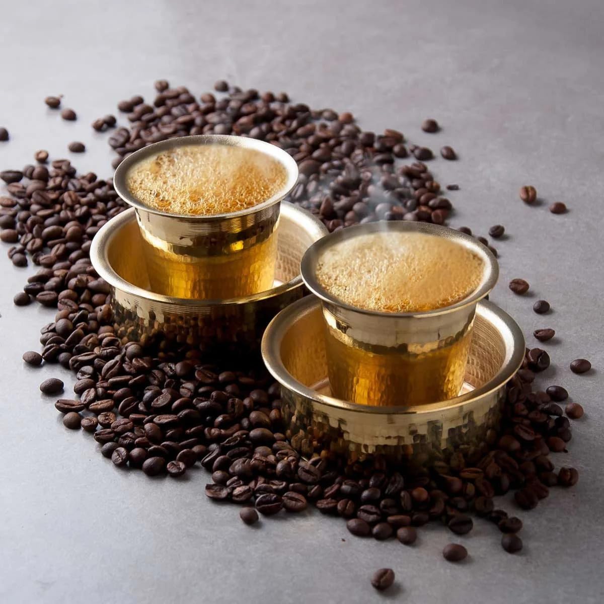 Traditional Brass Coffee Davara Tumbler Set of 6