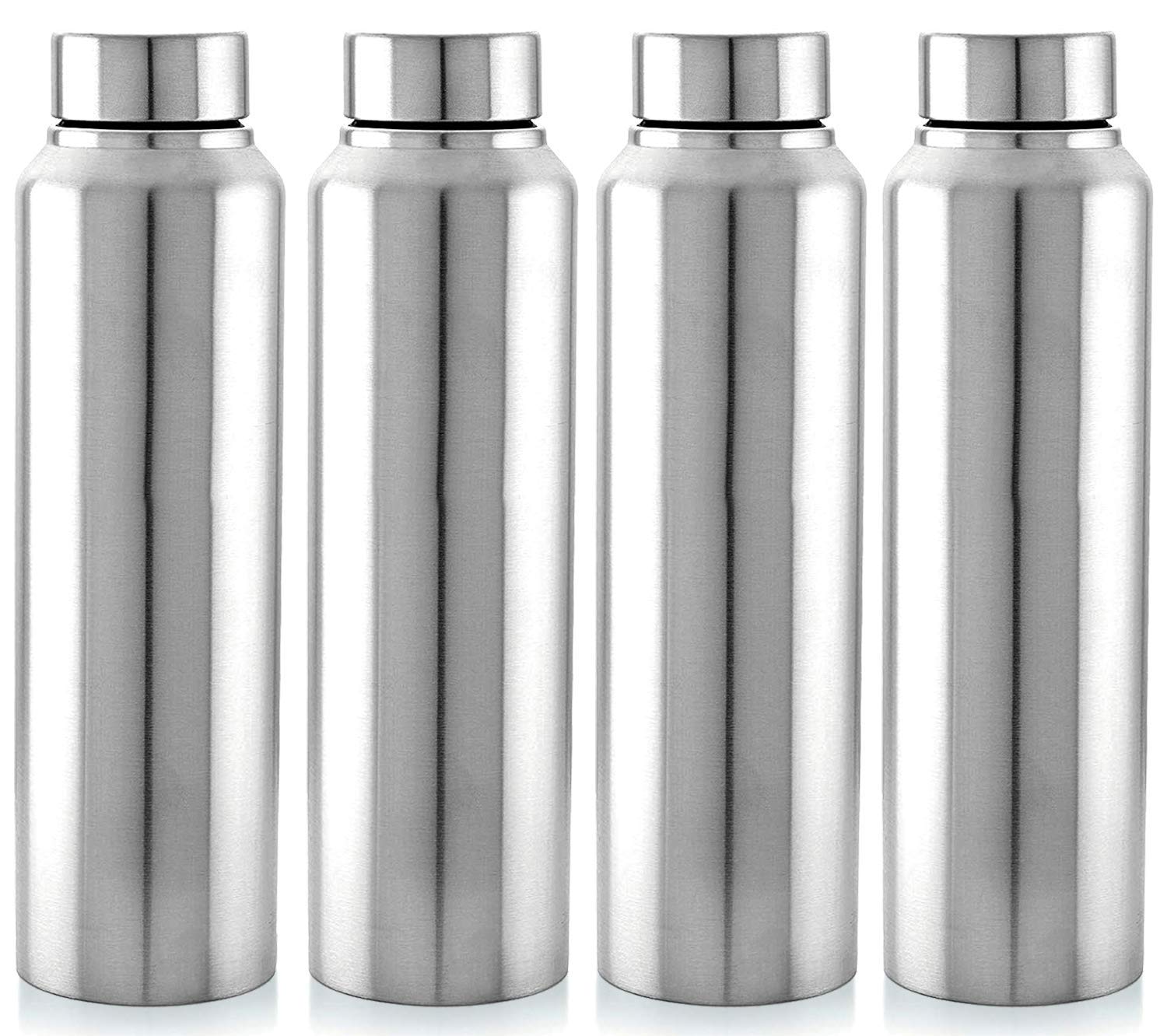 KITCHEN CLUE Eagle Stainless Steel 4 Pieces Fridge Water Bottle/Refrigerator Bottle/Thunder, 1000 ML (Silver)
