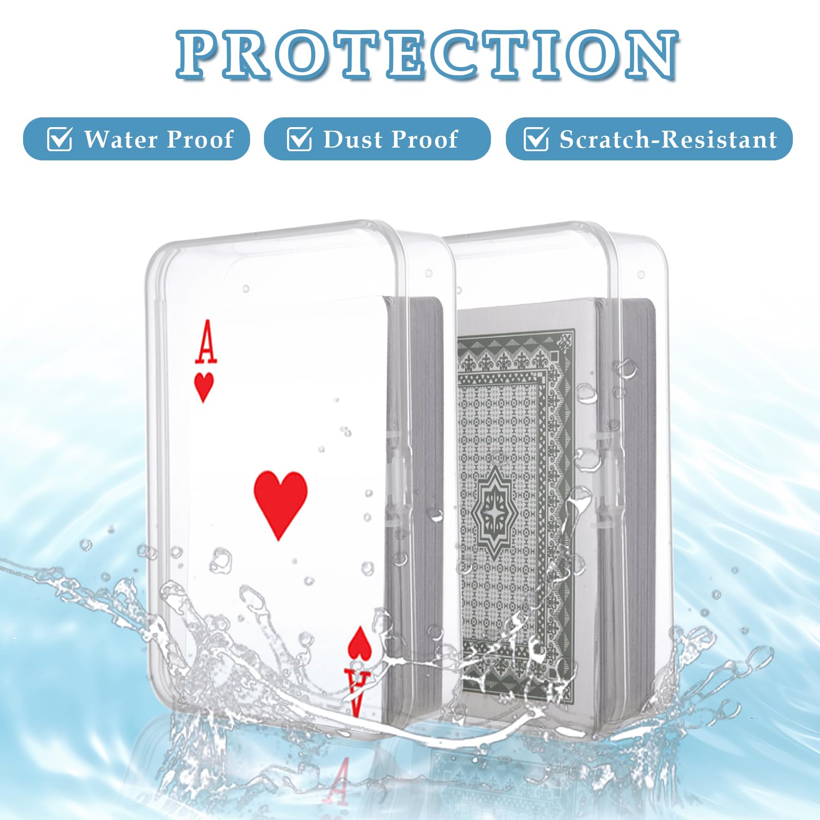 SENENQU Lot de 48 boîtes de rangement vides en plastique transparent pour cartes de poker de taille standard, fermeture à pression (pas de cartes)