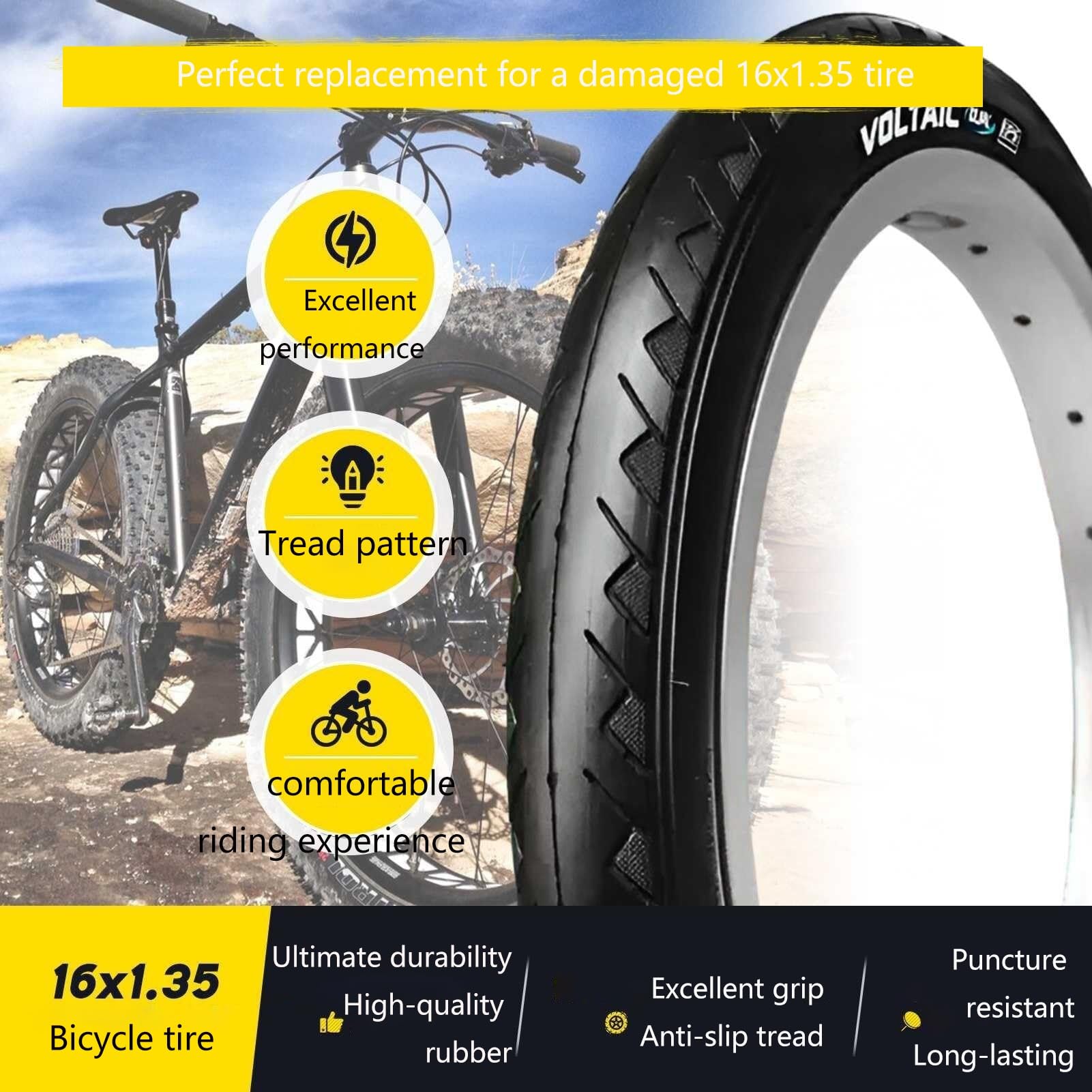 2PCS 16x1.35 60 TPI Opona Zabezpieczona Przed Przebiciem, 50-85 PSI, Koło Stalowe, Wysoka Gęstość Tkanki dla Rowerów Miejskich i Górskich
